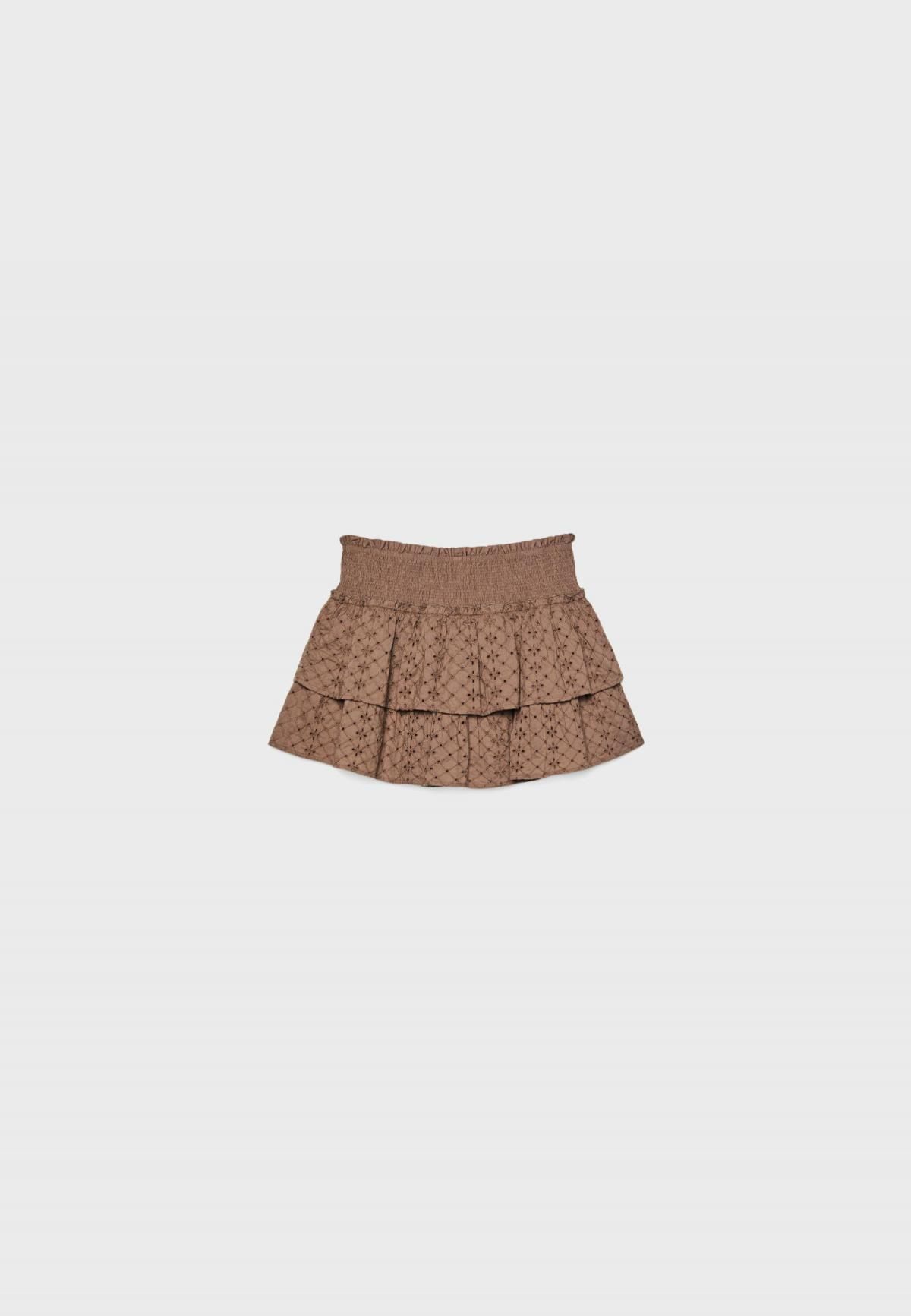 스트라디바리우스 플루이드 레이어드 미니 스커트 자수 밴딩 1346/270 BROWN - 상품 이미지