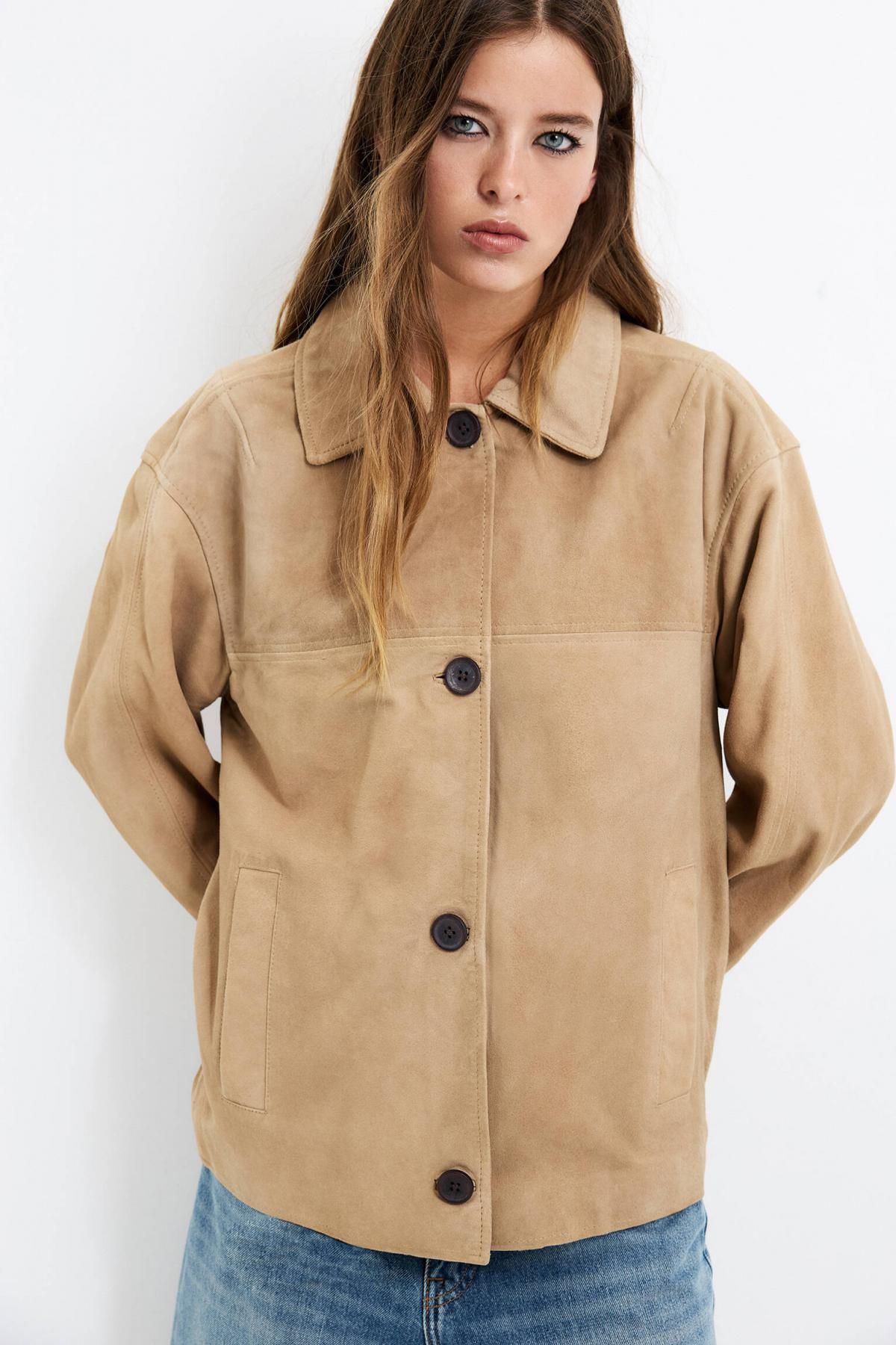 풀앤베어 프리미엄 스웨이드 레더 재킷 3752/398 BEIGE - 상세 이미지 5