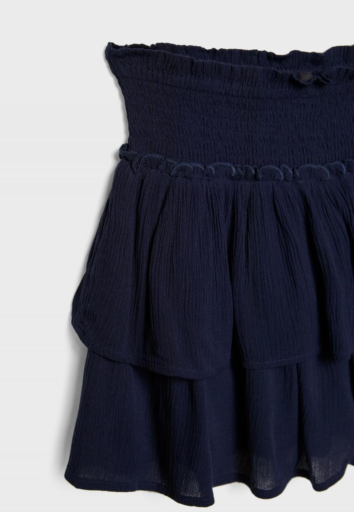 스트라디바리우스 스모크 밴딩 러플 미니 스커트 1369/476 NAVY BLUE - 상세 이미지 3