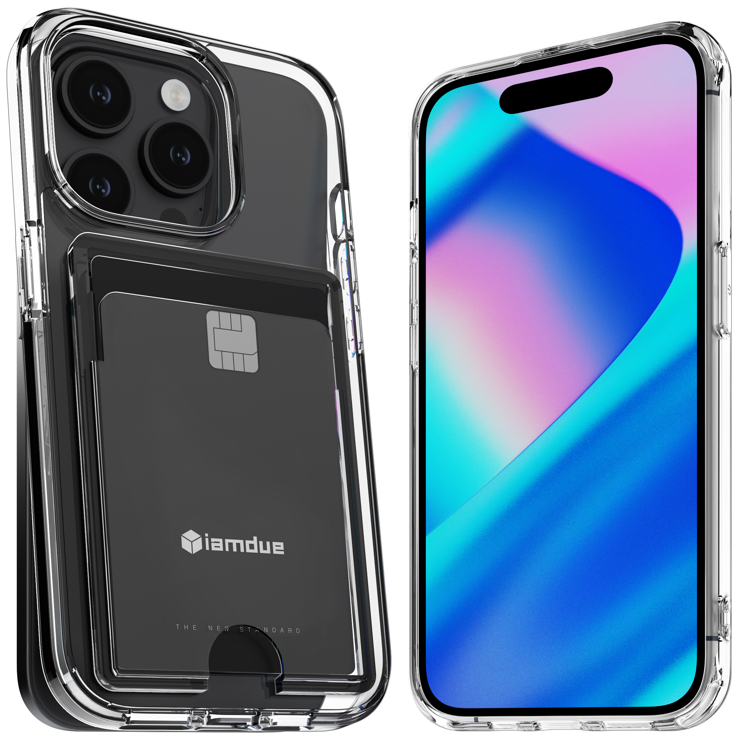 아이엠듀 변색방지 카드수납 케이스 2장 투명, 아이폰14 프로