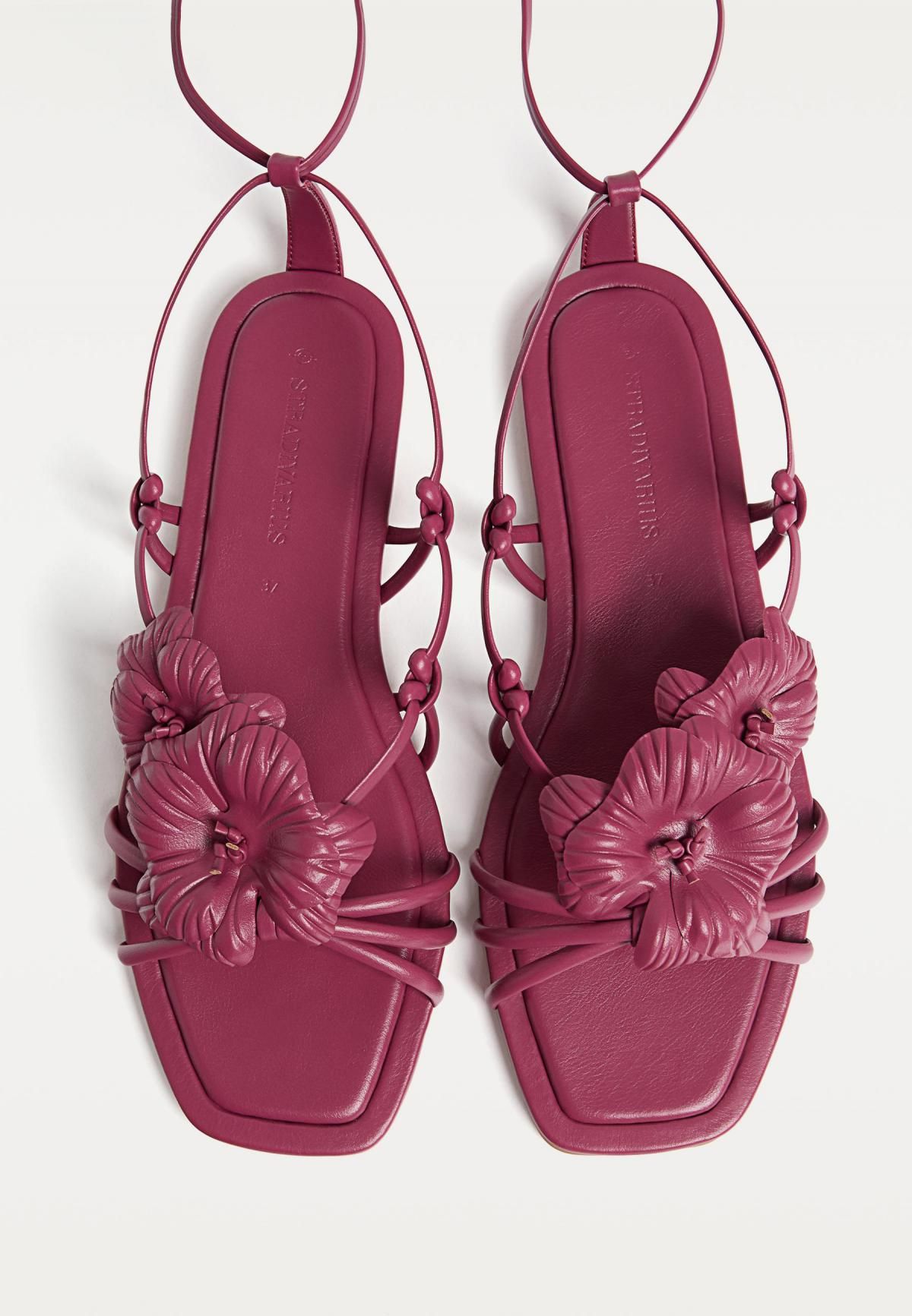 스트라디바리우스 로맨틱 플라워 스트랩 플랫 샌들 9753/678 BURGUNDY - 상세 이미지 2