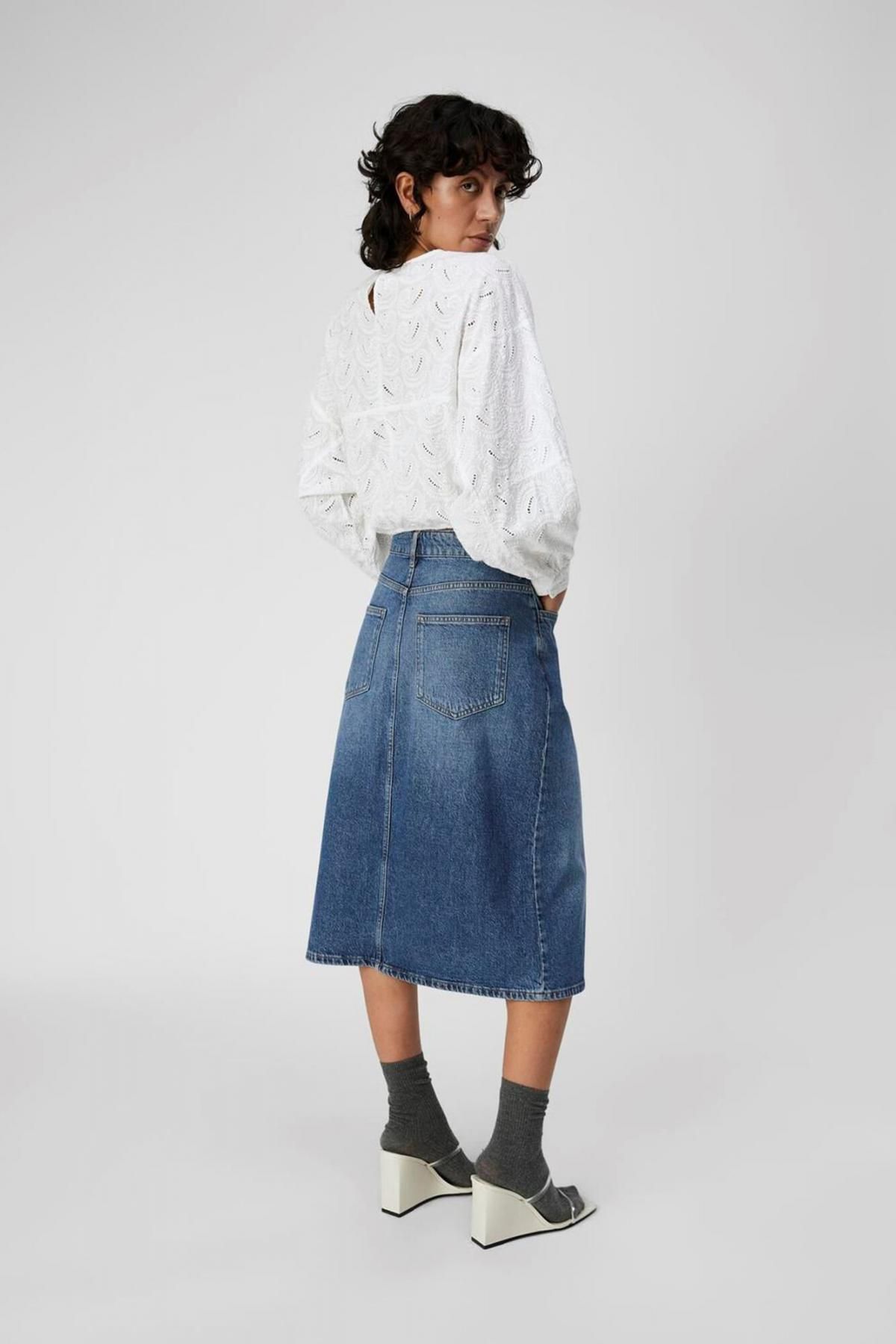 오브젝트 데님 미디 스커트 앞트임 포켓 5860024 AZUL - 상세 이미지 4