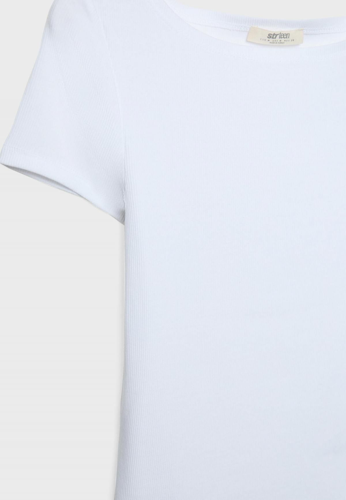 스트라디바리우스 미니멀 보트넥 반팔 티셔츠 7061/305 WHITE - 상세 이미지 2
