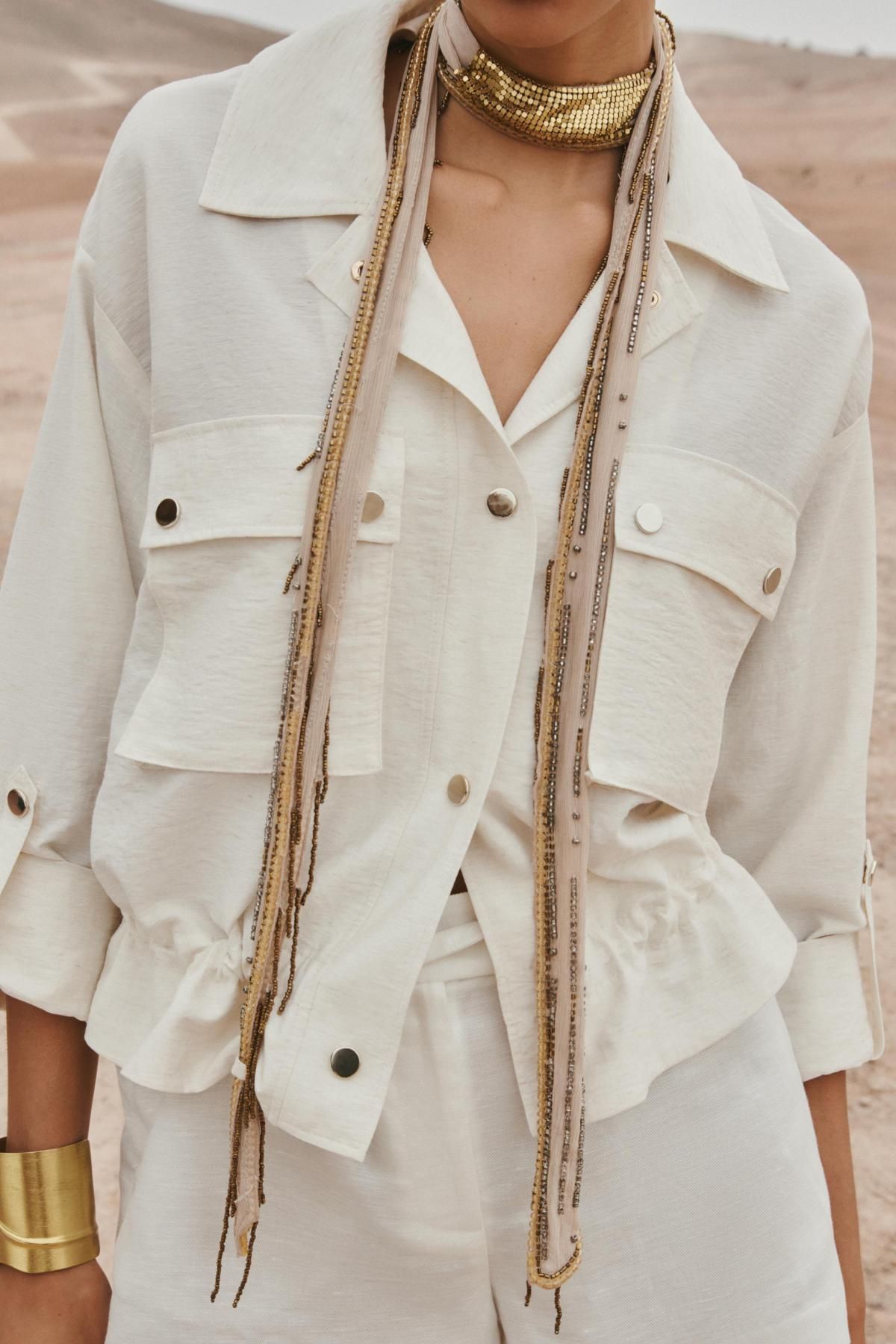 자라 테크니컬 오버핏 반팔 사파리 셔츠 7996/876 LIGHT BEIGE - 상세 이미지 3