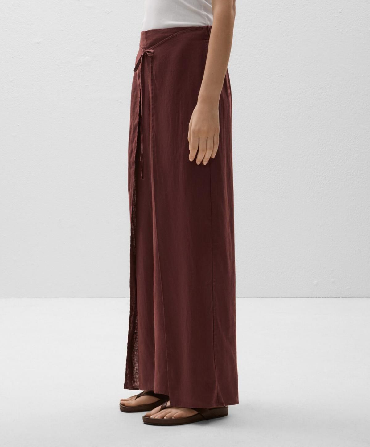 오이쇼 린넨 와이드 레이어드 스트레이트 팬츠 3331/873 CHOCOLATE - 상품 이미지