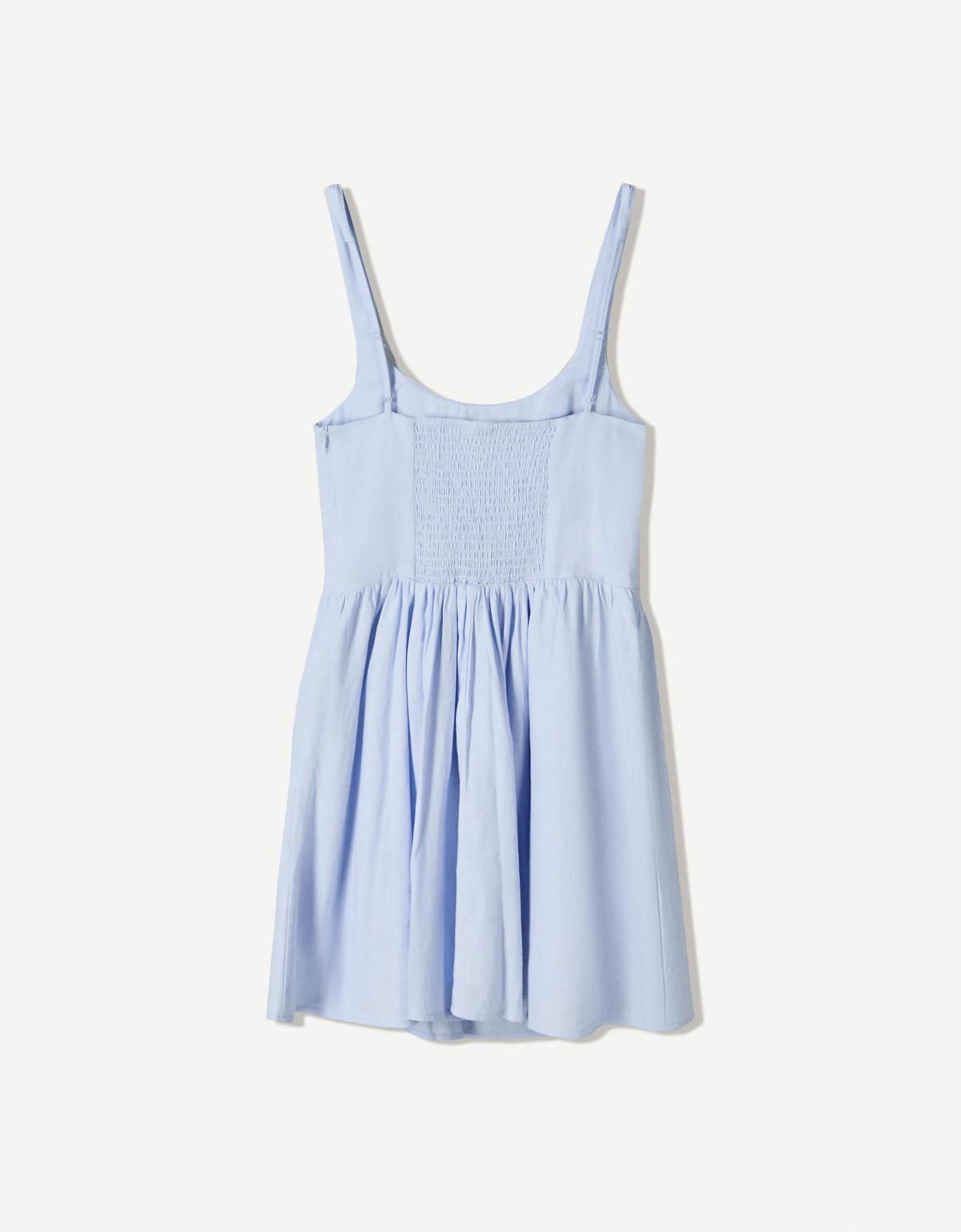 버쉬카 리넨 블렌드 플레어 라이트블루 미니 원피스 5848/741 BLUE - 상세 이미지 2