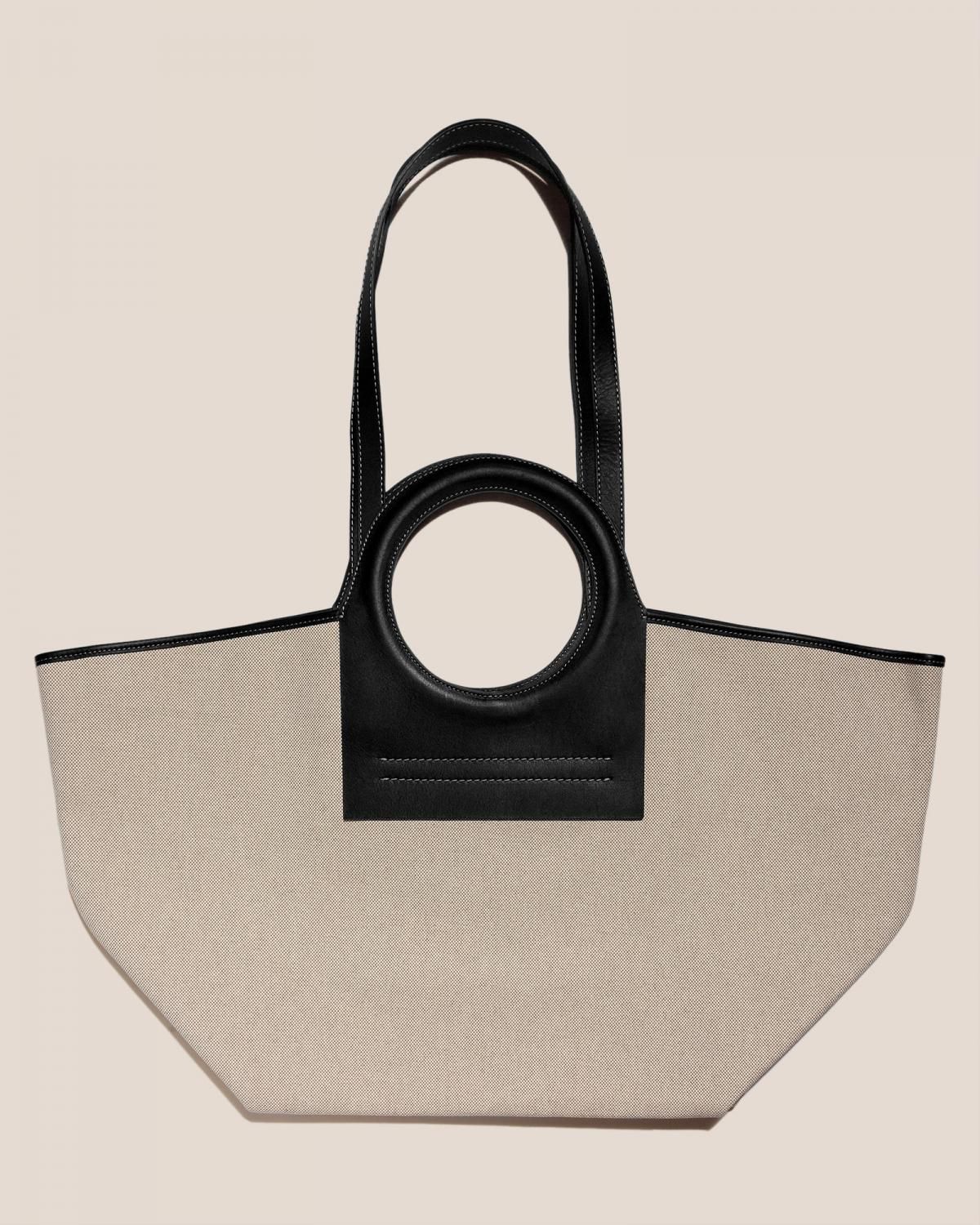 헤레우 CALA L 가죽 트림 캔버스 토트백 7697105649880 BEIGE/BLACK - 상세 이미지 2