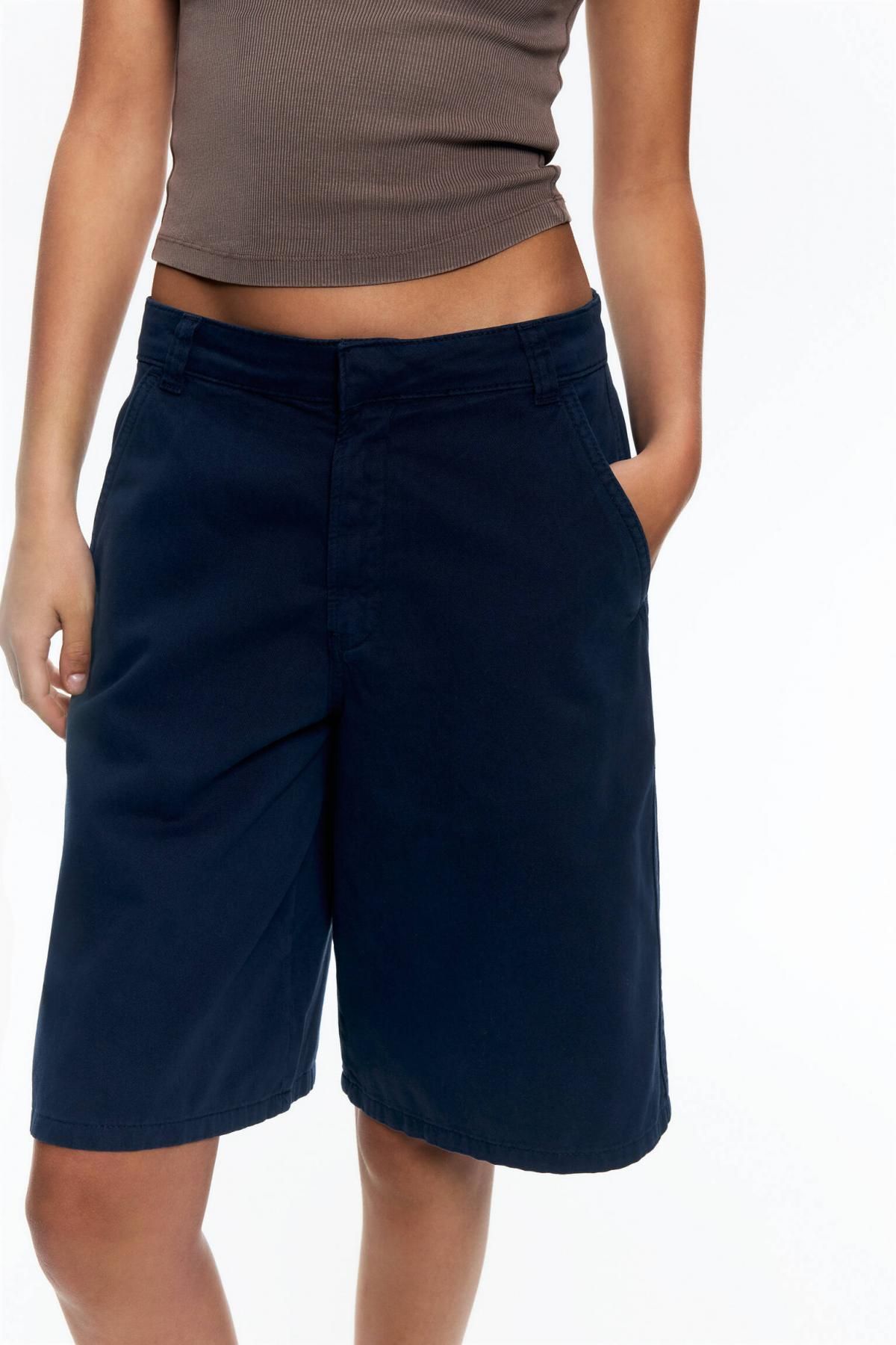 풀앤베어 코튼 베이직 치노 버뮤다 반바지 7696/323 NAVY - 상세 이미지 5