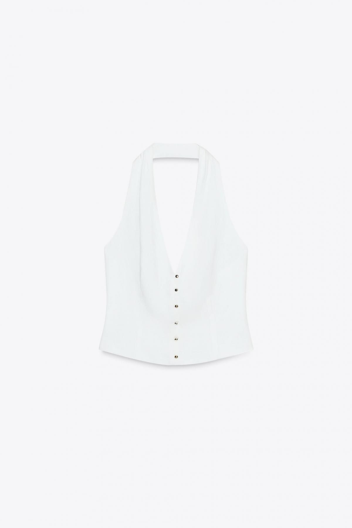 자라 테크니컬 린넨 블렌드 홀터 베스트탑 7972/722 WHITE - 메인 이미지