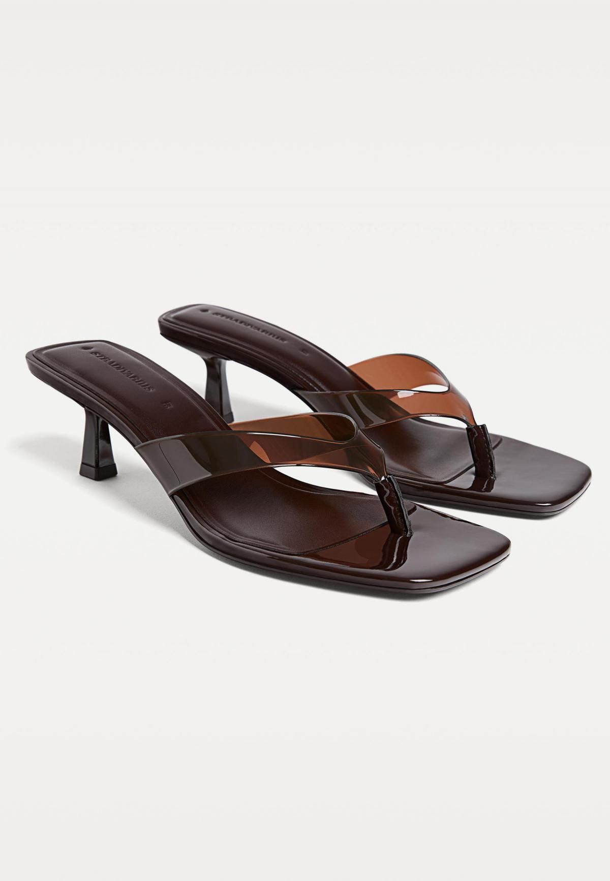 스트라디바리우스 브라운 비닐 스트랩 로우힐 샌들 9700/670 BROWN - 상세 이미지 2