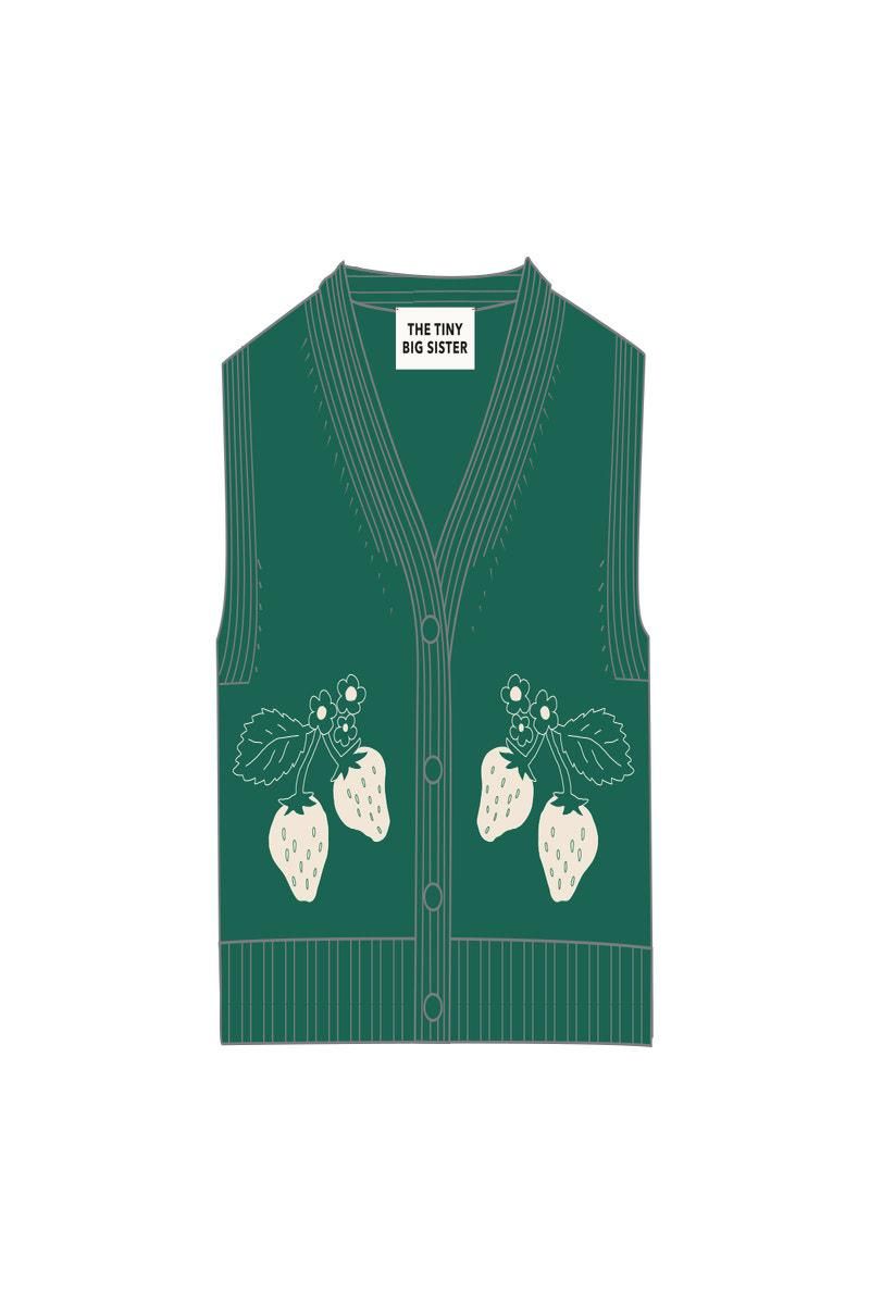 타이니코튼 딸기 패턴 니트 베스트 SS25-779R21 ONE COLOR - 상세 이미지 2