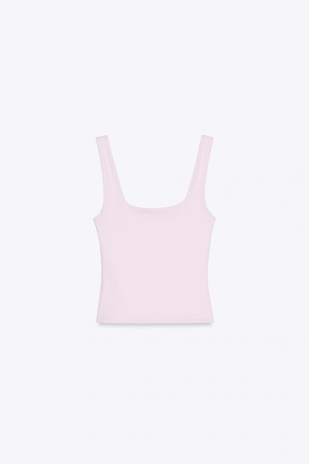 자라 슬림핏 스퀘어넥 와이드스트랩 민소매 탑 4424/307 PINK - 메인 이미지