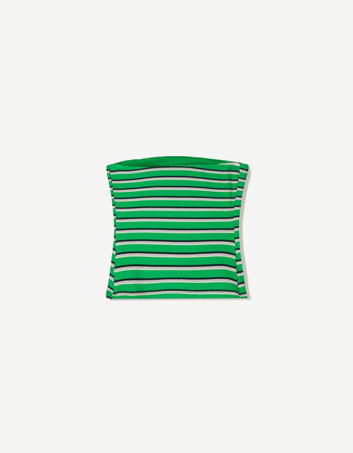 버쉬카 스트라이프 크롭 타이 오프숄더 탑 8693/218 GREEN - 상세 이미지 5