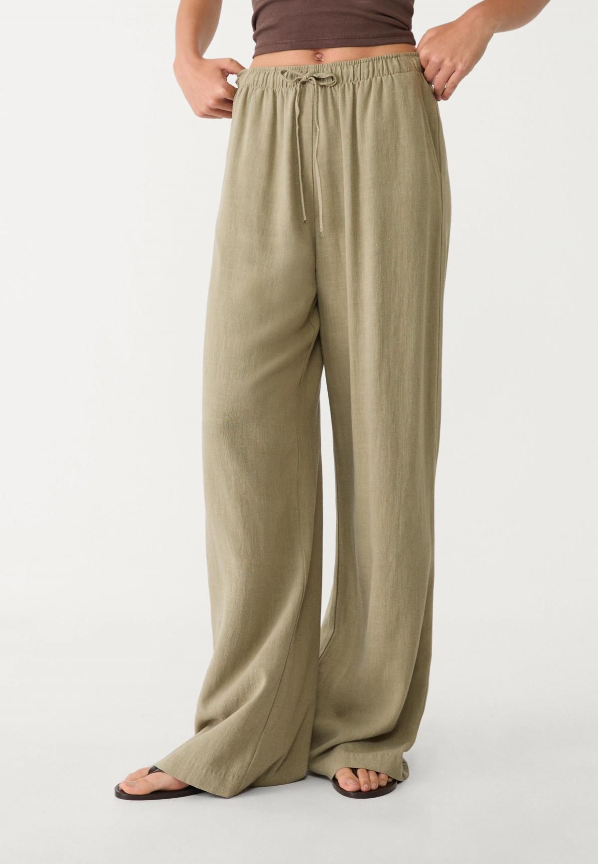 스트라디바리우스 린넨블렌드 와이드 밴딩팬츠 1235/331 KHAKI - 상품 이미지