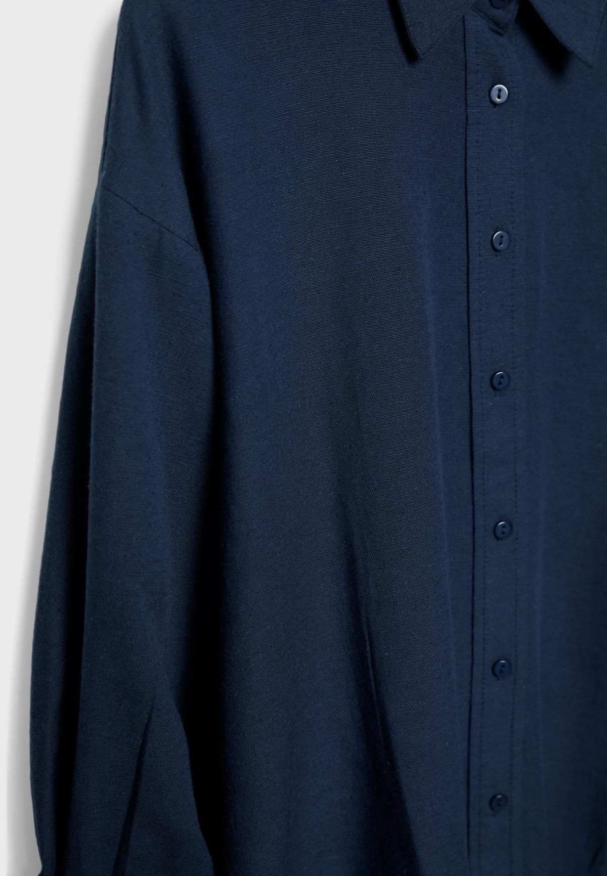 스트라디바리우스 린넨블렌드 내추럴핏 긴팔 셔츠 2027/022 NAVY BLUE - 상세 이미지 2