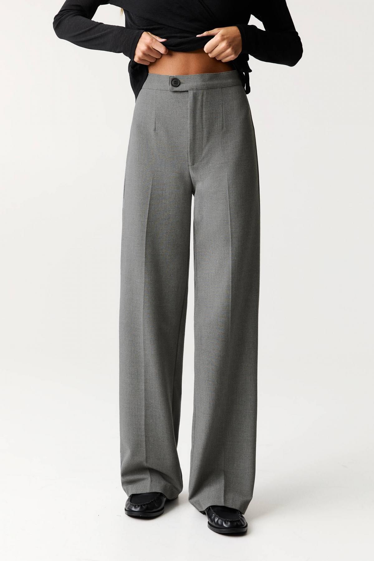풀앤베어 하이웨이스트 테크니컬 스트레이트 슬랙스 팬츠 3680/421 MEDIUM GREY - 상품 이미지