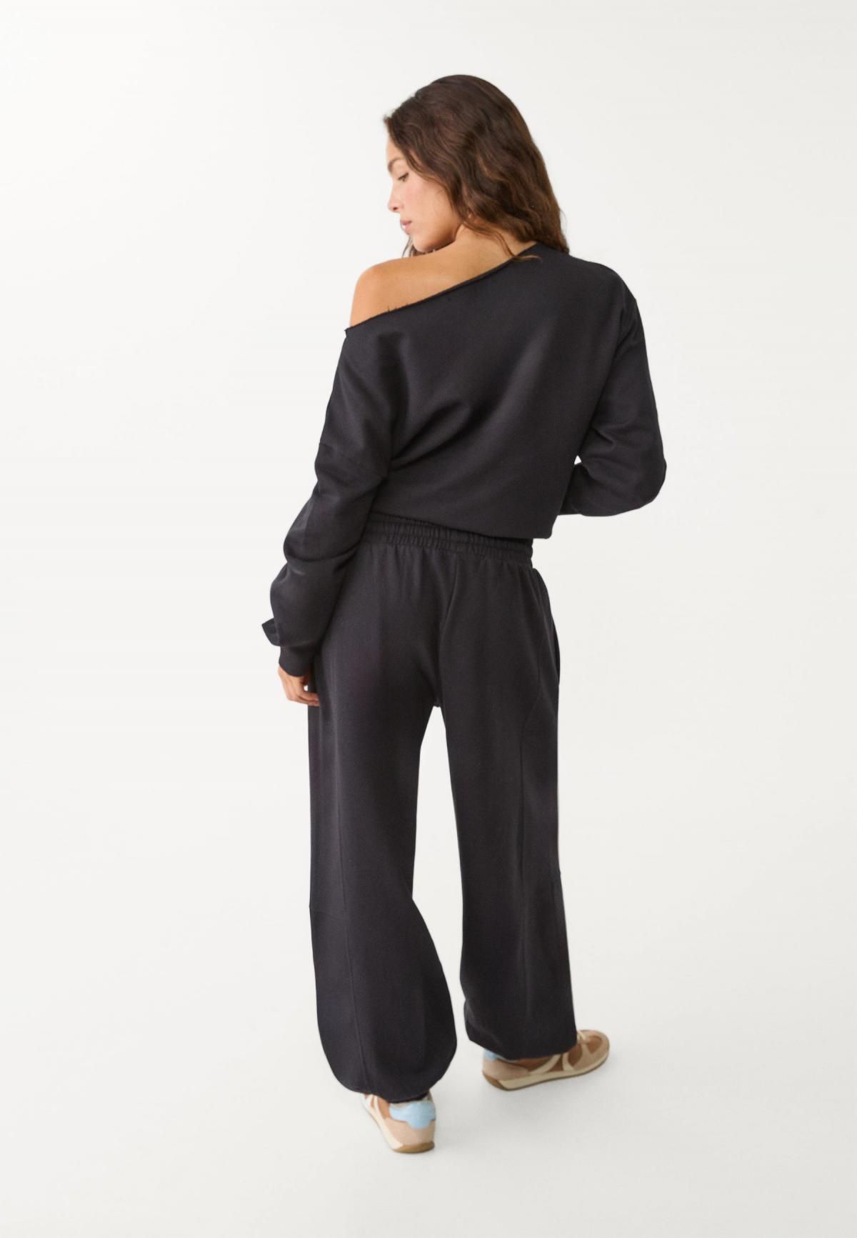 스트라디바리우스 와이드핏 조거 팬츠 벌룬 플러쉬 7660/589 BLACK - 상세 이미지 5