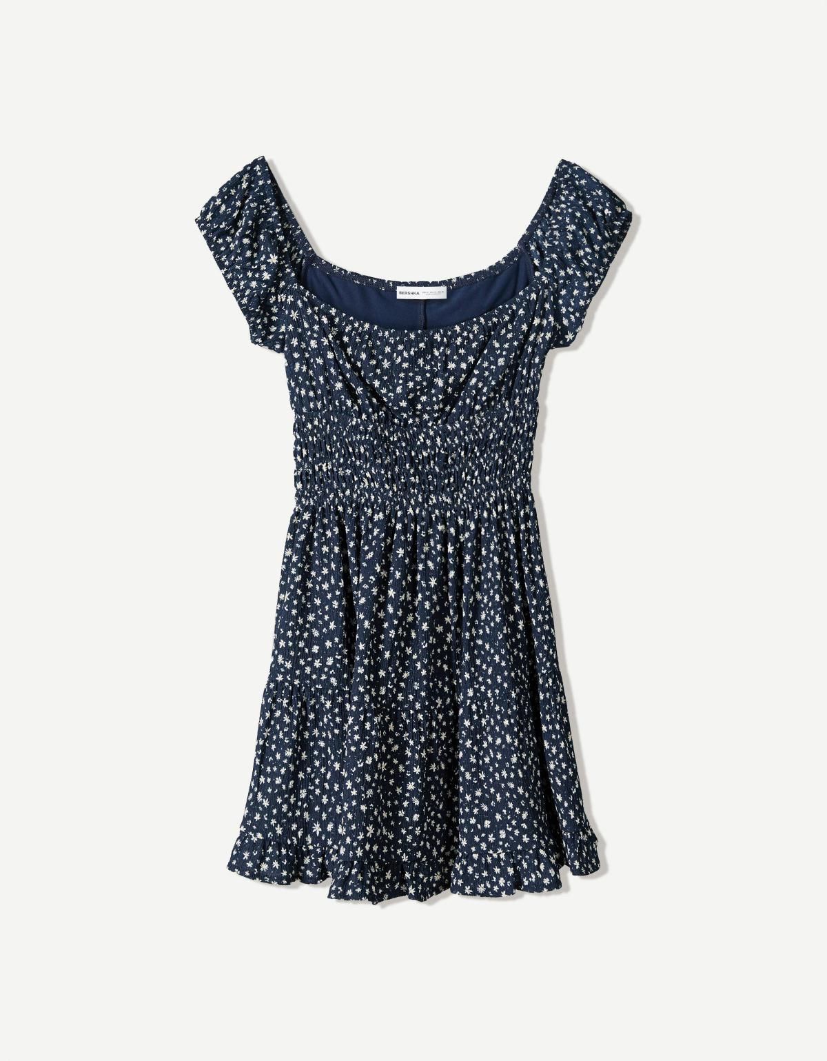 버쉬카 플로럴 프릴 미니 원피스 0911/727 NAVY - 상품 이미지