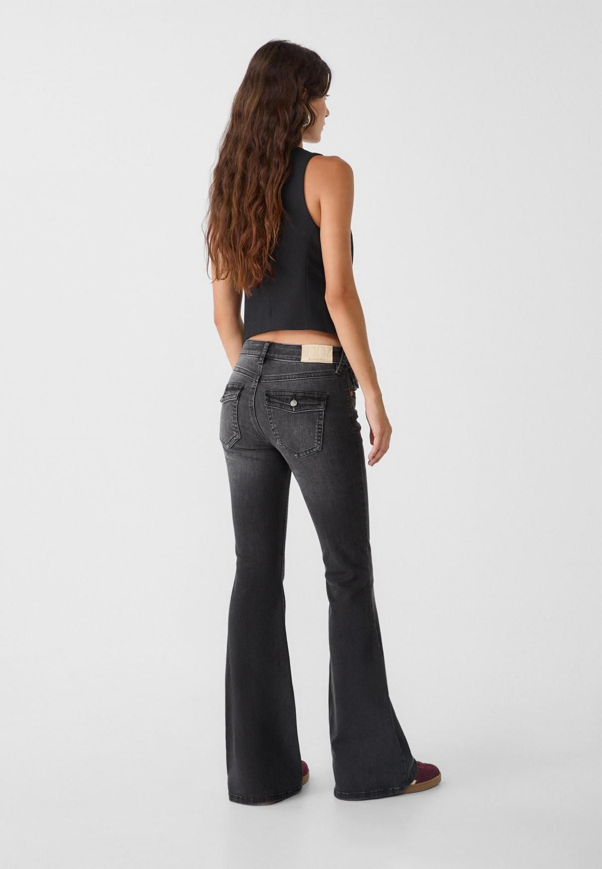 스트라디바리우스 로우라이즈 데님 부츠컷 청바지 4874/809 BLACK DENIM WASH - 상세 이미지 5