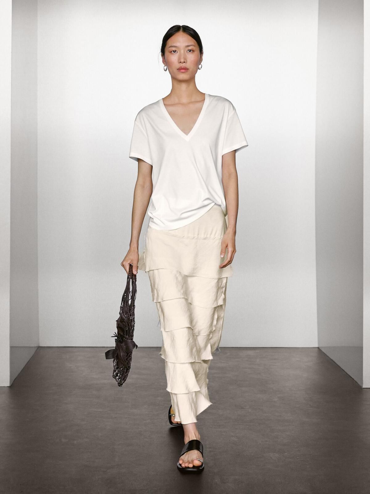 마시모두띠 베이직 100COTTON 브이넥 반팔 티셔츠 6831/935 WHITE - 상세 이미지 2