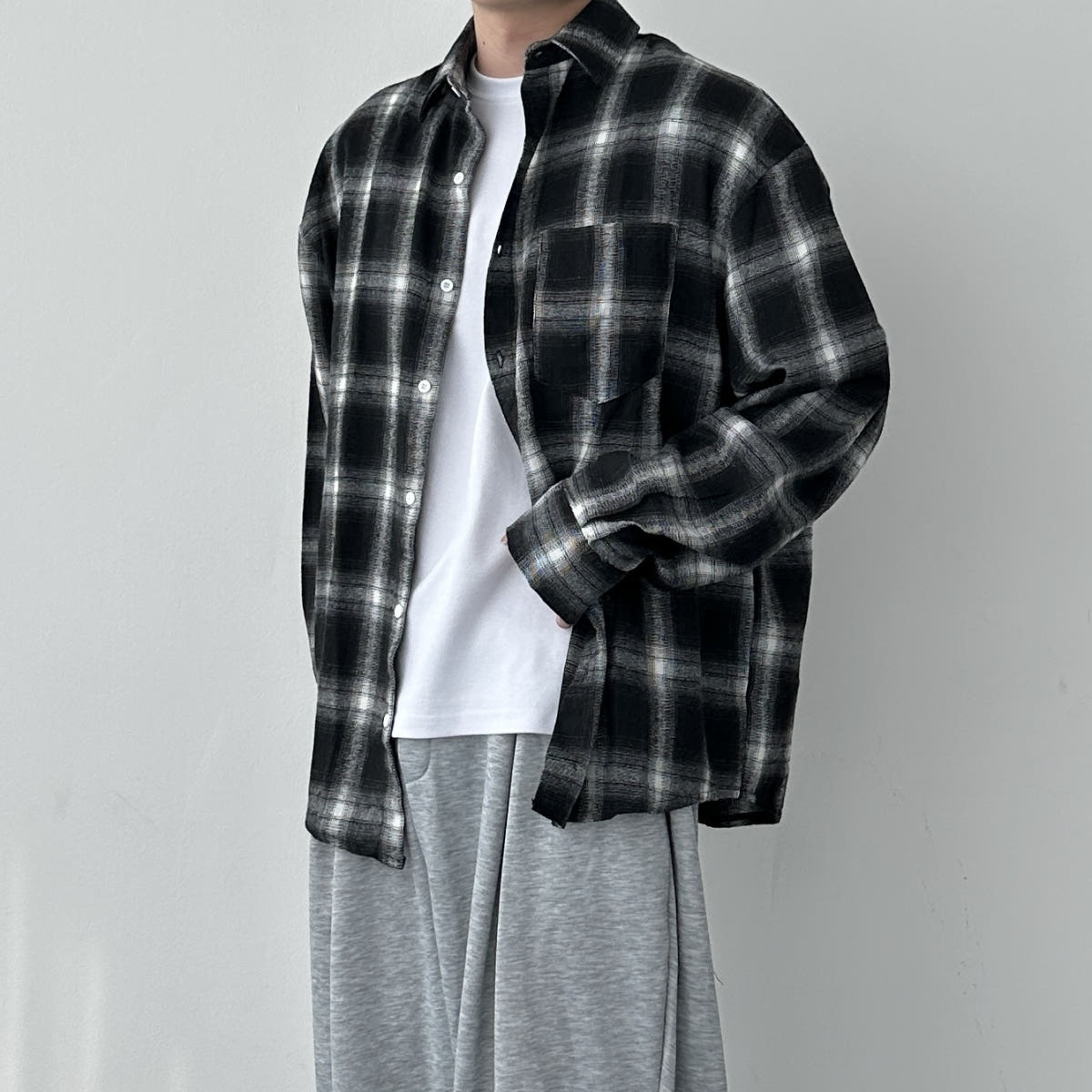 웨어로그 Wear Log 남자체크셔츠 오버핏