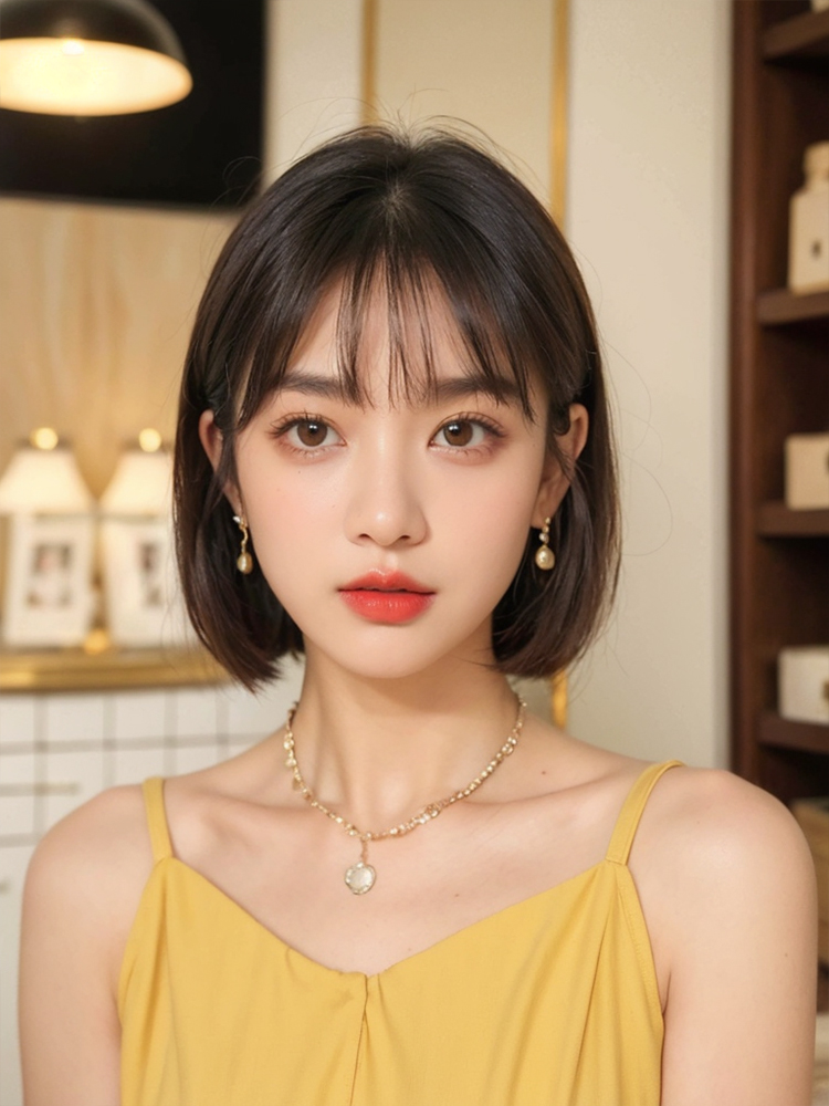 여성 인모 80% 숏컷 짧은머리 단발머리 통가발 항암가발 리얼 바늘상단 내추럴 블랙 - 상세 이미지 2
