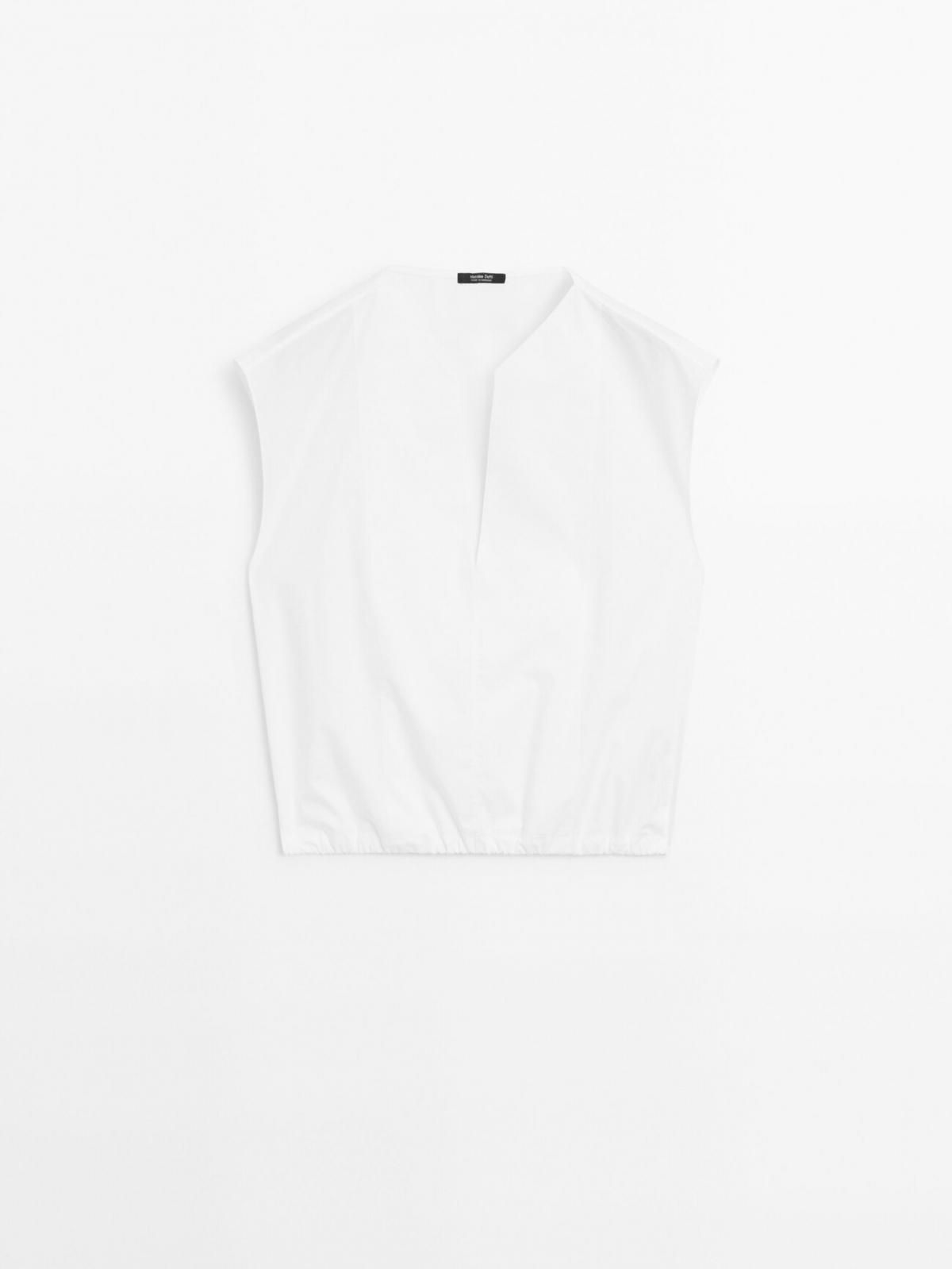 마시모두띠 포플린 코튼 민소매 블라우스 5195/795 WHITE - 상품 이미지