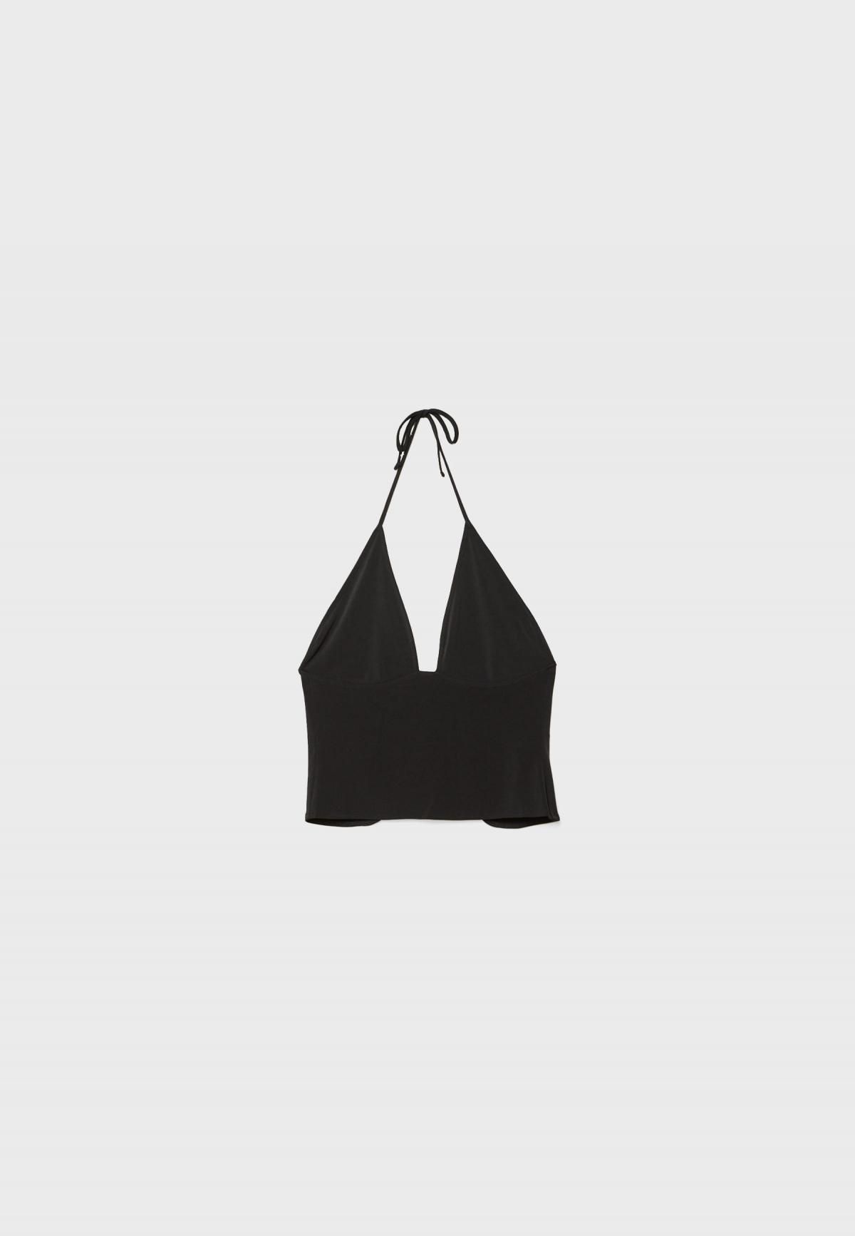 스트라디바리우스 백리스 브이넥 홀터넥 탑 8712/683 BLACK - 상품 이미지