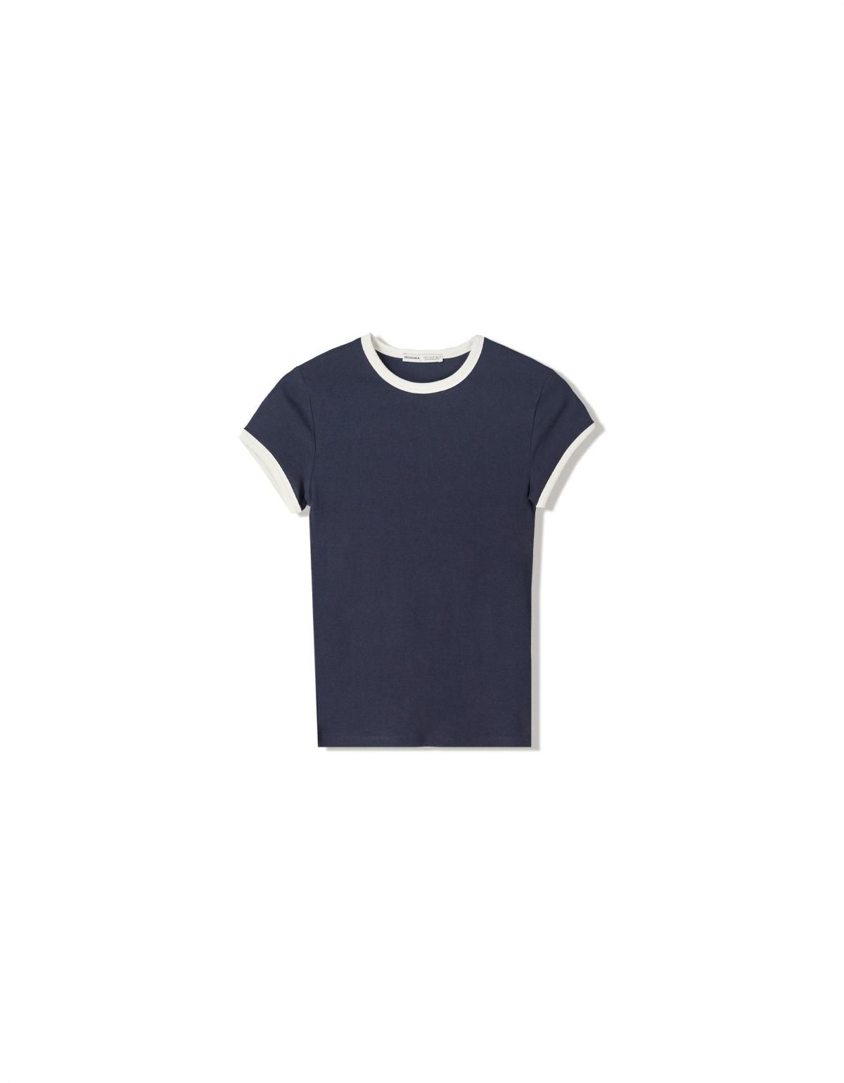 버쉬카 배색 크루넥 반팔 티셔츠 7541/152 NAVY - 상세 이미지 5