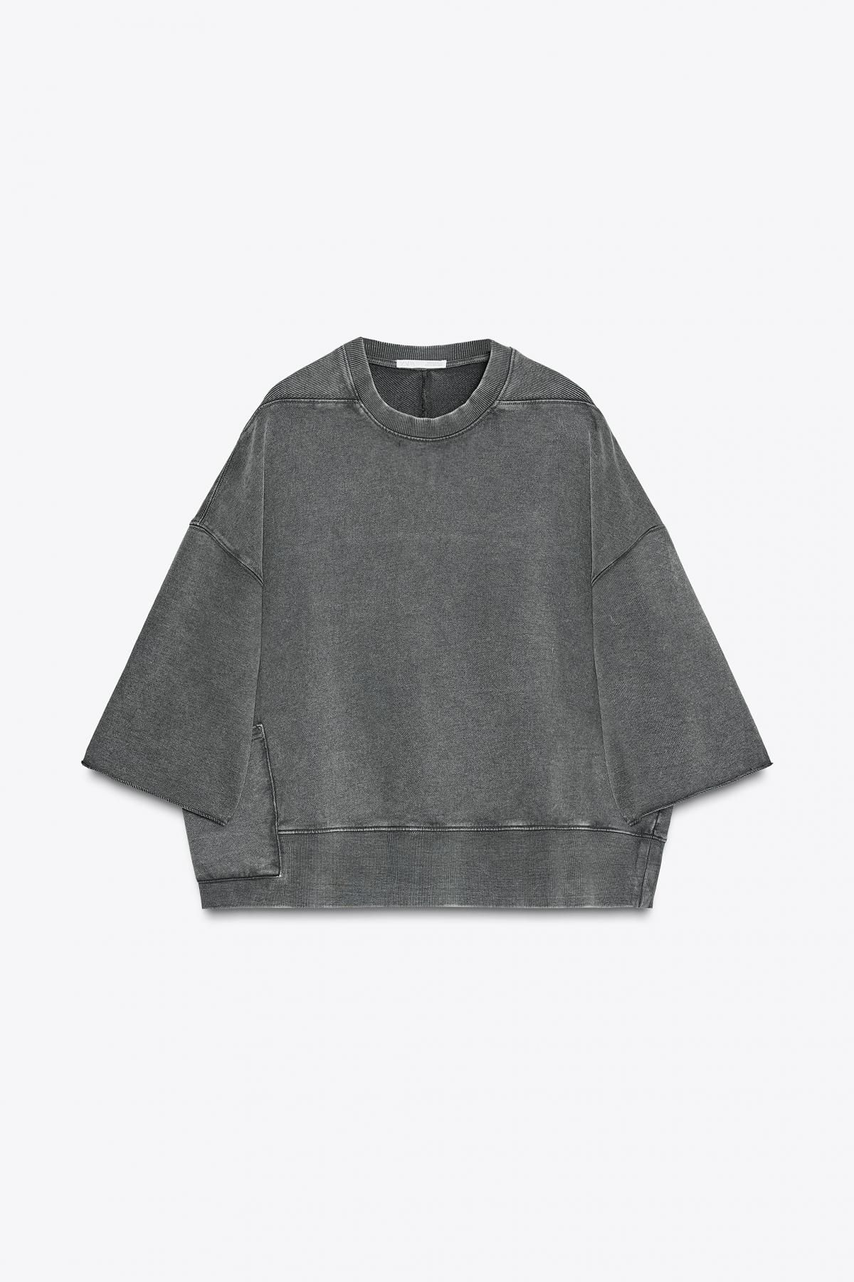 자라 페이드 맨투맨 3253/345 DARK GREY - 메인 이미지