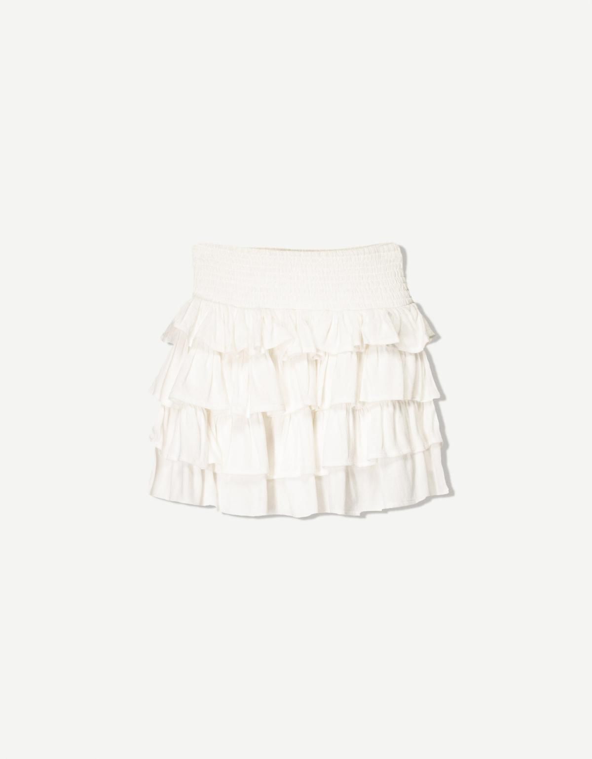 버쉬카 러플 미니 스커트 1122/207 WHITE - 메인 이미지