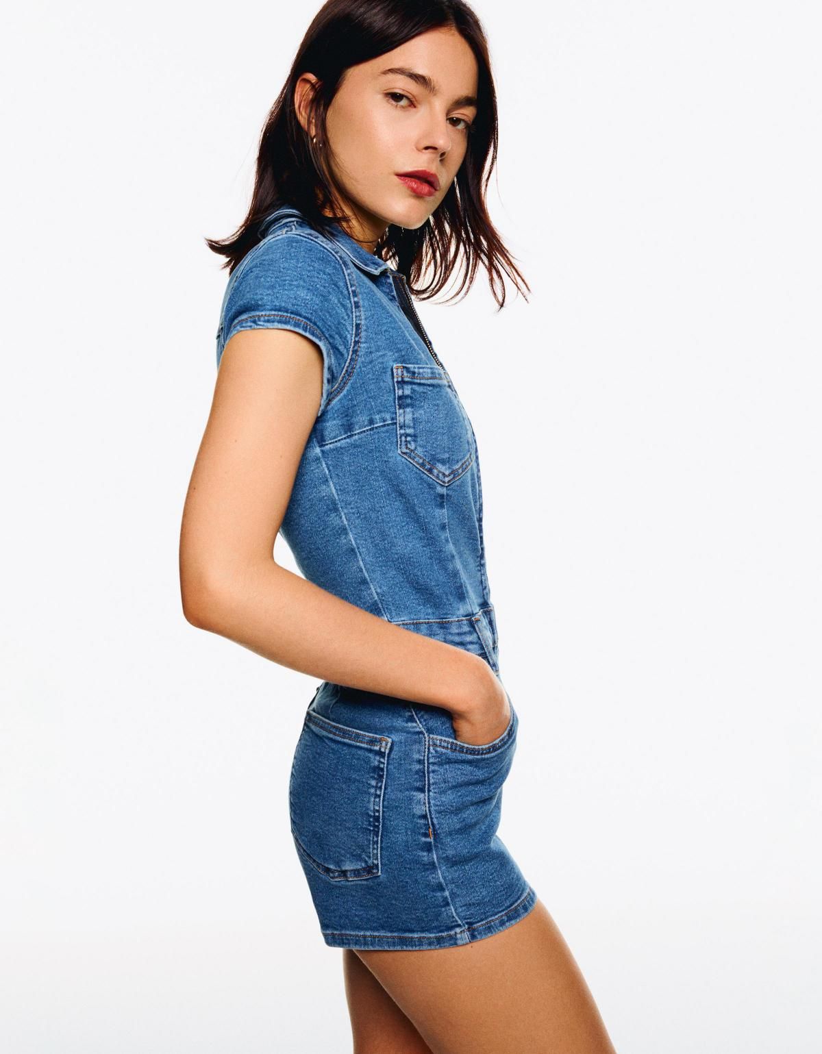 버쉬카 데님 숏 점프수트 3489/180 LIGHT BLUE - 상세 이미지 2