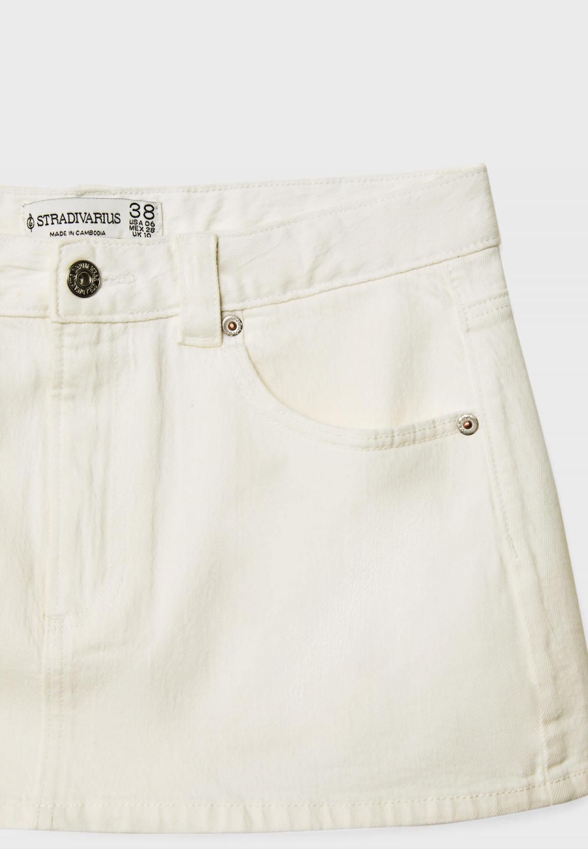 스트라디바리우스 미드웨이스트 데님 미니 스커트 팬츠 D62 1283/422 WHITE - 상세 이미지 3