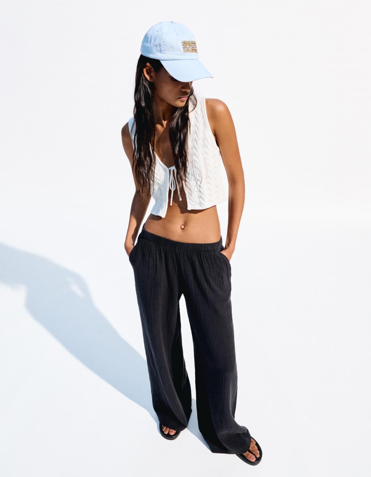 버쉬카 와이드 레그 러스틱 더블 클로스 팬츠 0104/207 BLACK - 상세 이미지 3