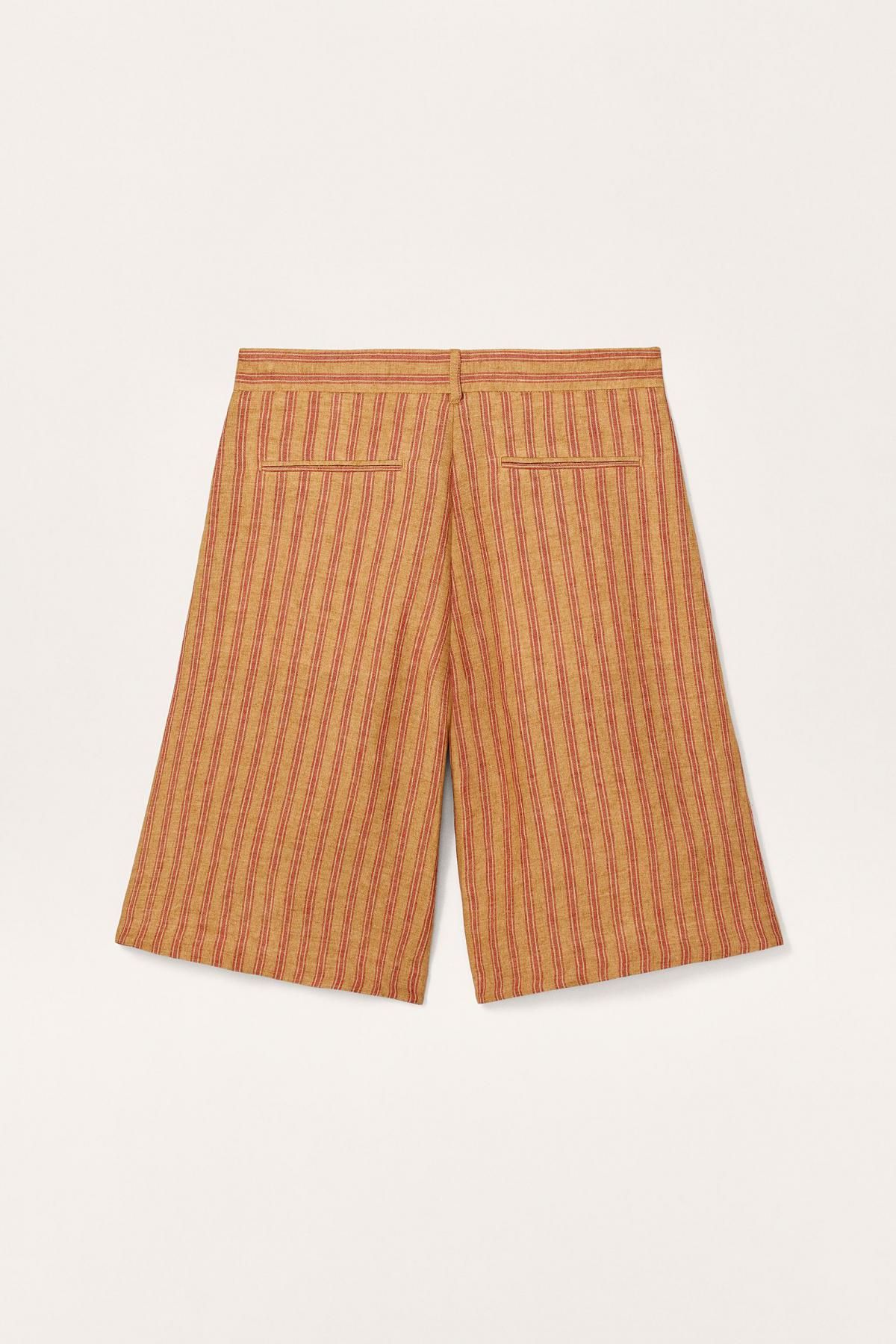 자라 스트라이프 린넨 와이드 버뮤다 반바지 3750/713 ORANGE / YELLOW - 상세 이미지 5