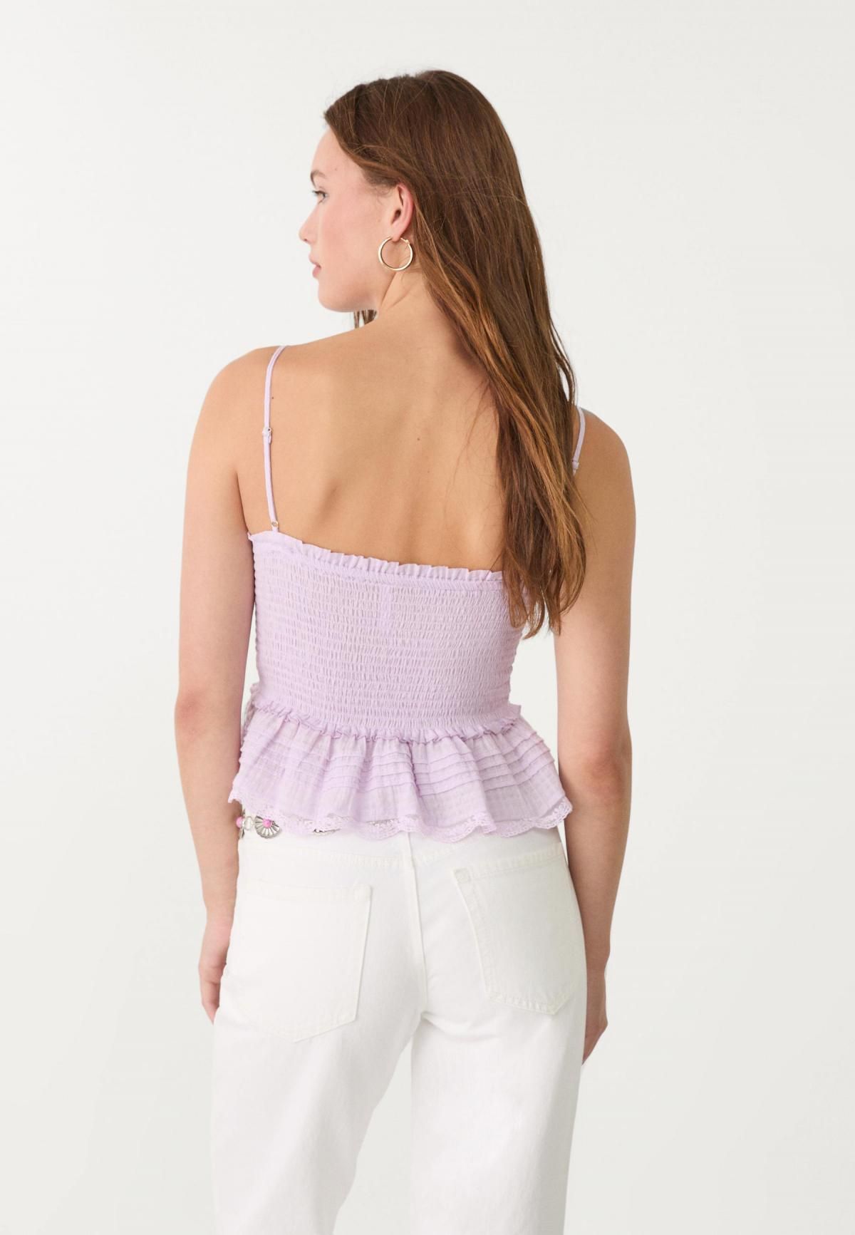 스트라디바리우스 러플 스트랩 민소매 슬림핏 탑 2251/583 MAUVE - 상세 이미지 5