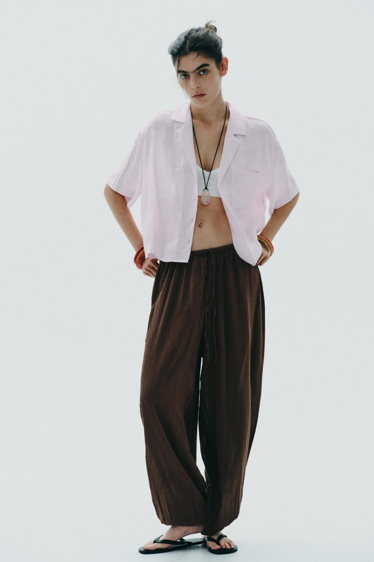 자라 포켓 미니멀 라이트 반팔 셔츠 4661/104 PALE PINK - 상세 이미지 2