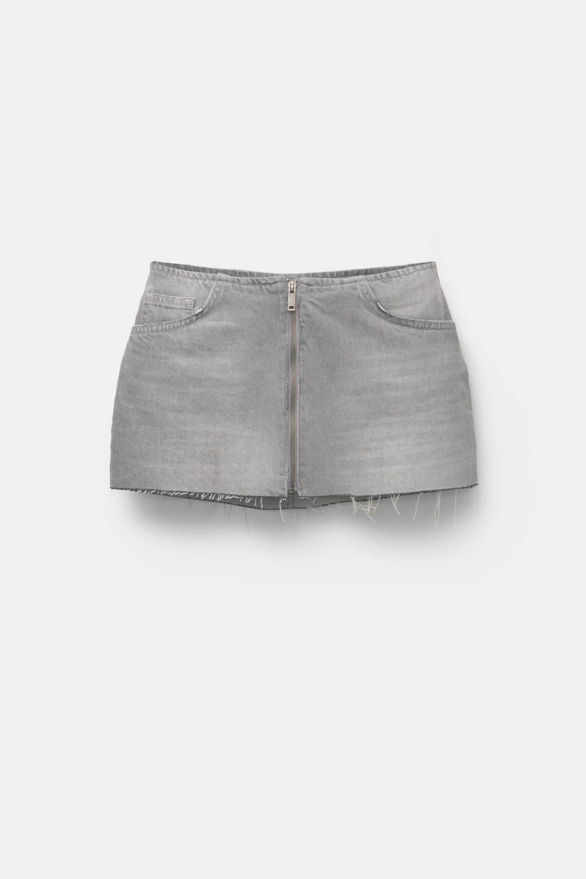 풀앤베어 트렌디 그레이 데님 집업 미니 스커트 7400/304 GREY - 메인 이미지