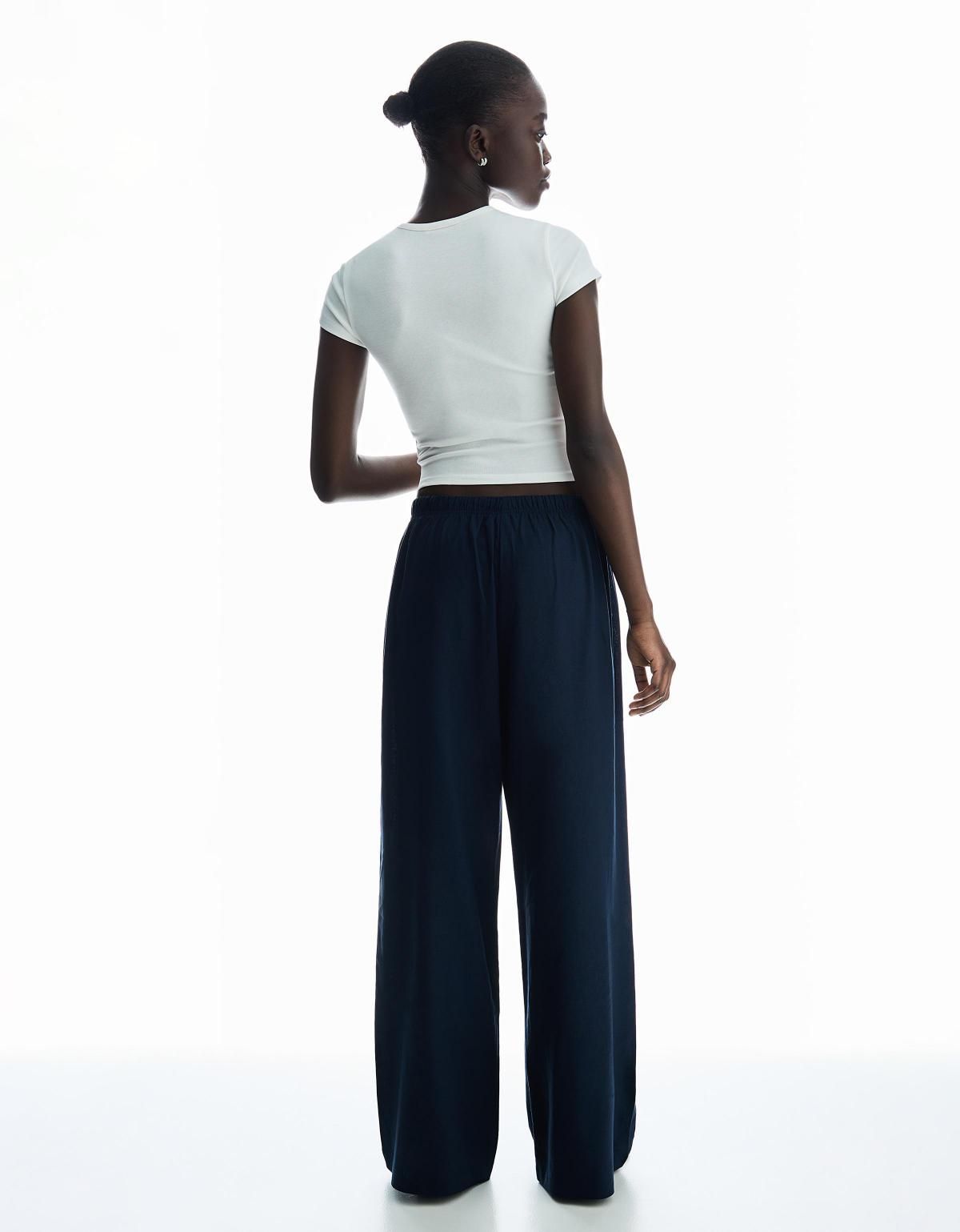 버쉬카 네이비 린넨블렌드 와이드 밴딩 팬츠 0093/741 NAVY - 상세 이미지 4