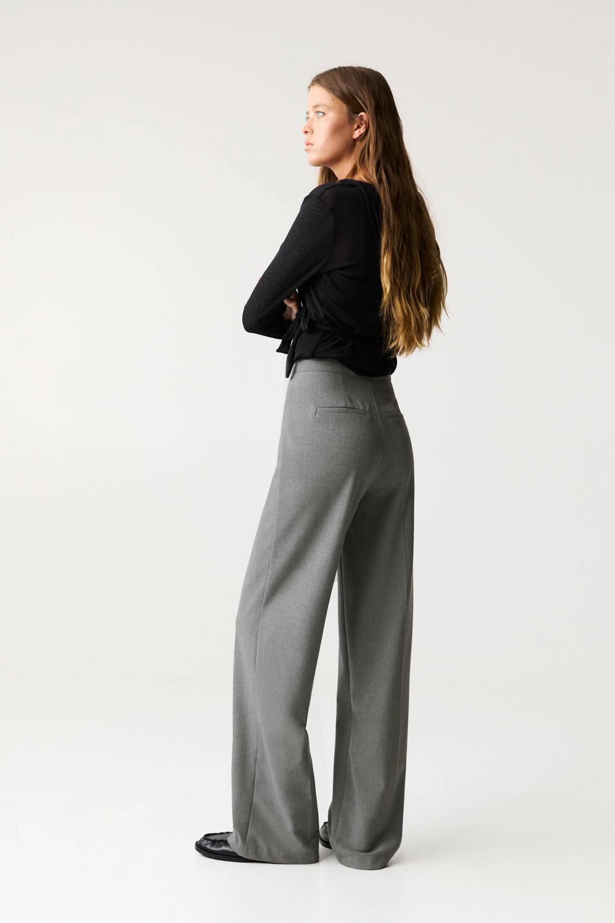 풀앤베어 하이웨이스트 테크니컬 스트레이트 슬랙스 팬츠 3680/421 MEDIUM GREY - 상세 이미지 3
