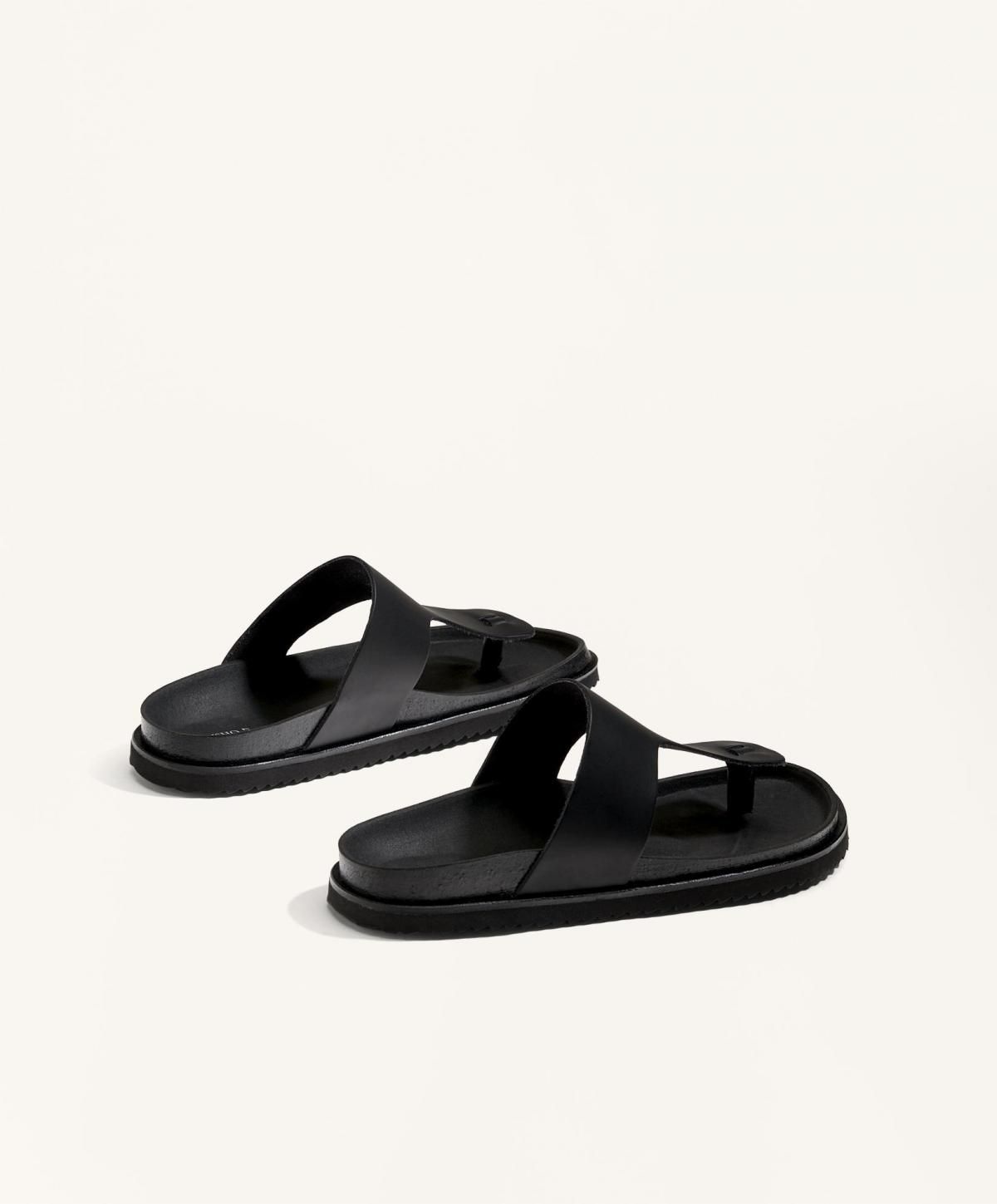 오이쇼 미니멀 레더 T컷 스트랩 샌들 1276/580 BLACK - 상세 이미지 4
