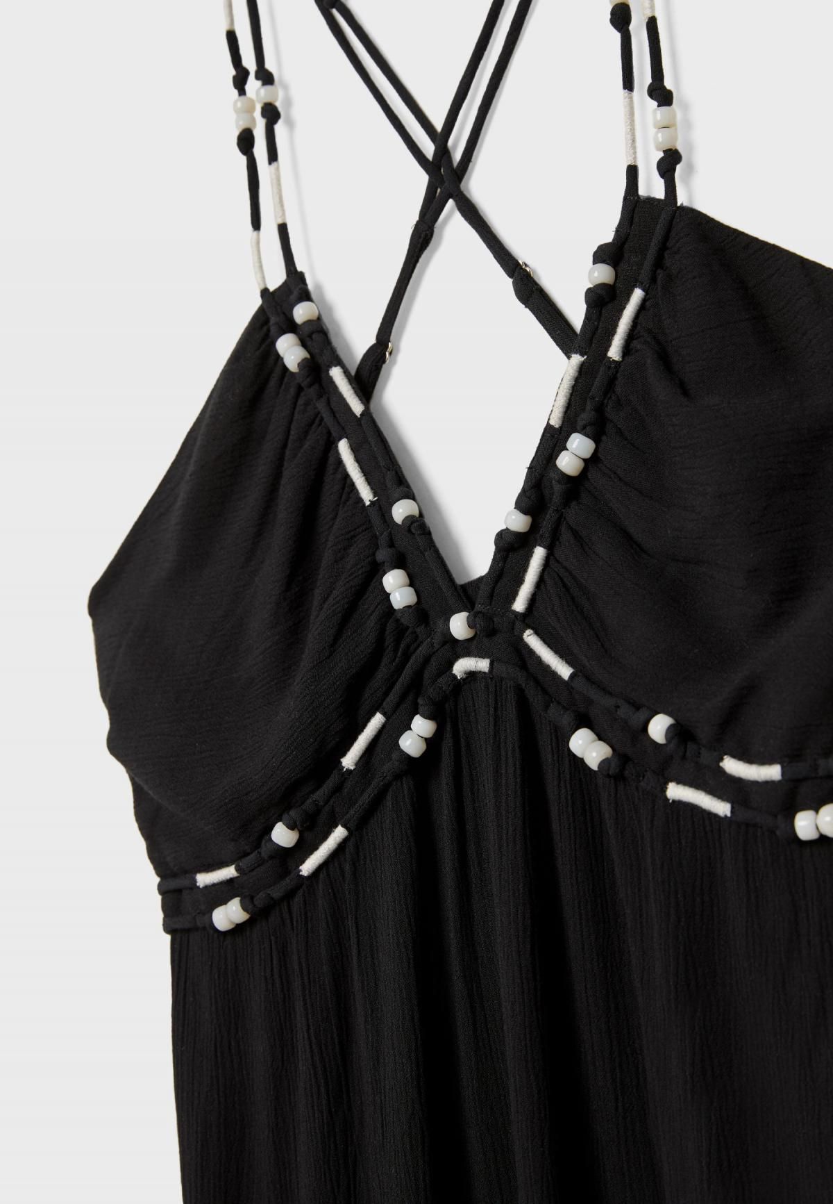 스트라디바리우스 비즈 장식 롱 플루이드 롱 원피스 7206/586 BLACK - 상세 이미지 3