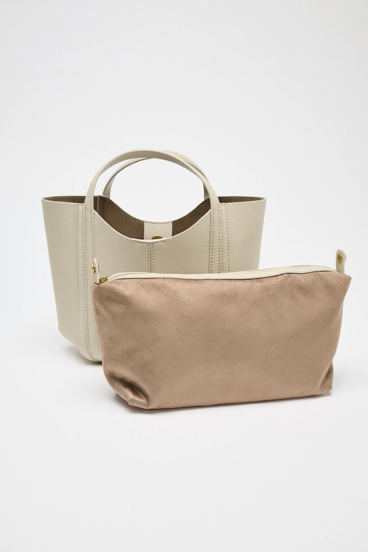 자라 미니멀 스티치 토트백 MINI CITY BAG 6332/510 ECRU - 상세 이미지 5