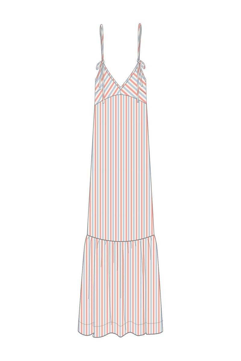 타이니코튼 러플 스트라이프 미디 원피스 SS25-637N42 ONE COLOR - 상세 이미지 2