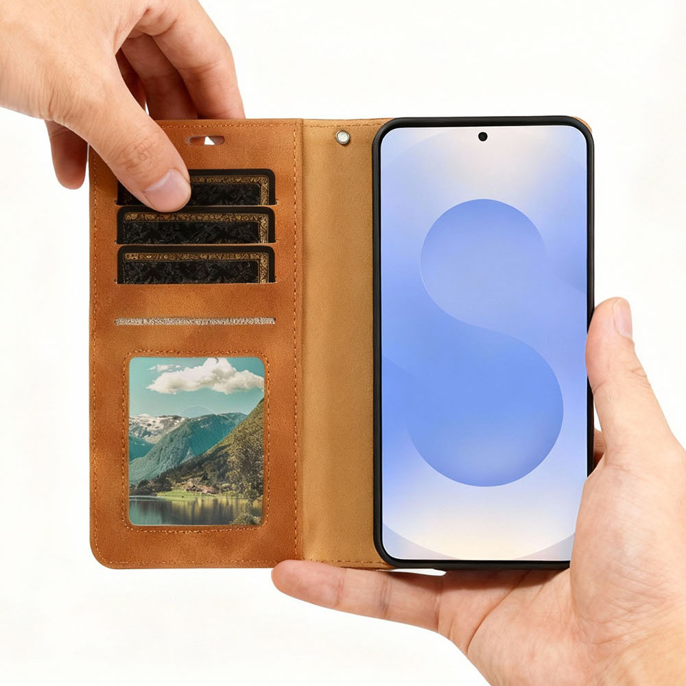 르메이어 가죽 카드수납 폴리오 지갑형 케이스 레드, 갤럭시 퀀텀6 - 상세 이미지 4