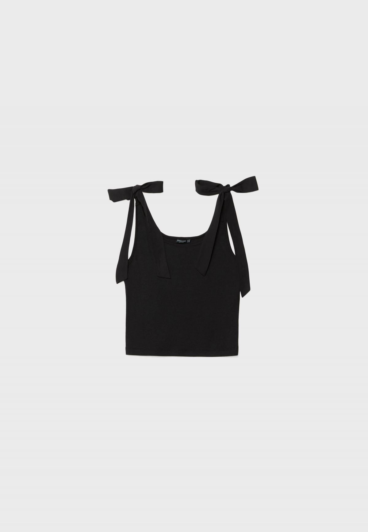 스트라디바리우스 트렌디 리본 스트랩 민소매 탑 8002/742 BLACK - 상품 이미지