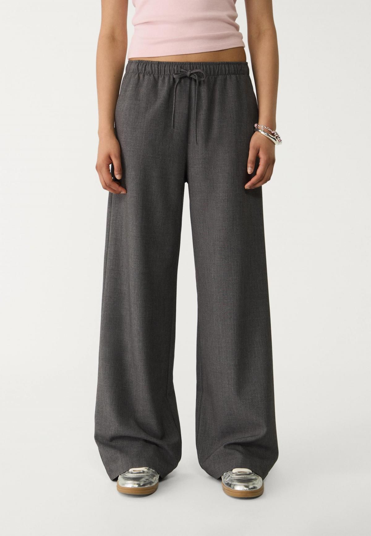 스트라디바리우스 와이드핏 롱 플루이드 와이드 팬츠 1235/473 DARK GREY - 상품 이미지