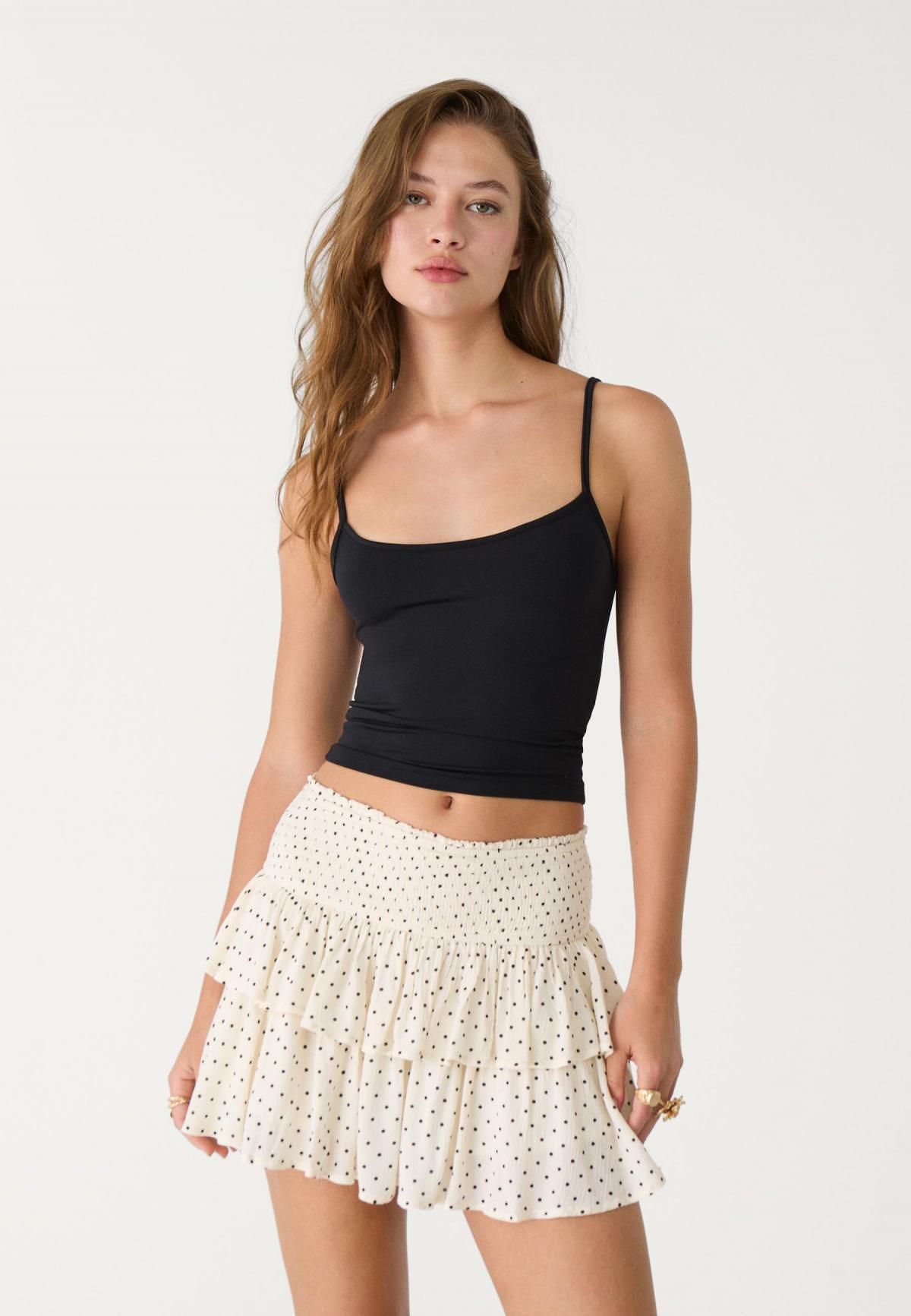 스트라디바리우스 플루이드 미드라이즈 스모크 밴딩 러플 미니 스커트 팬츠 7397/560 GREY DENIM WASH - 상세 이미지 3