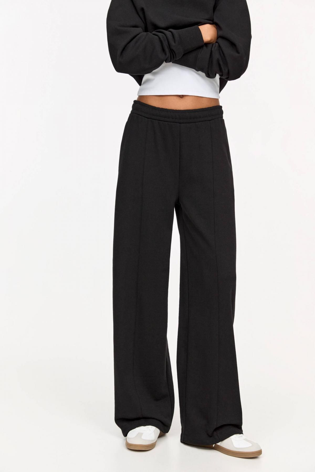 풀앤베어 스트레이트핏 트레이닝 와이드 팬츠 3680/385 BLACK - 상품 이미지