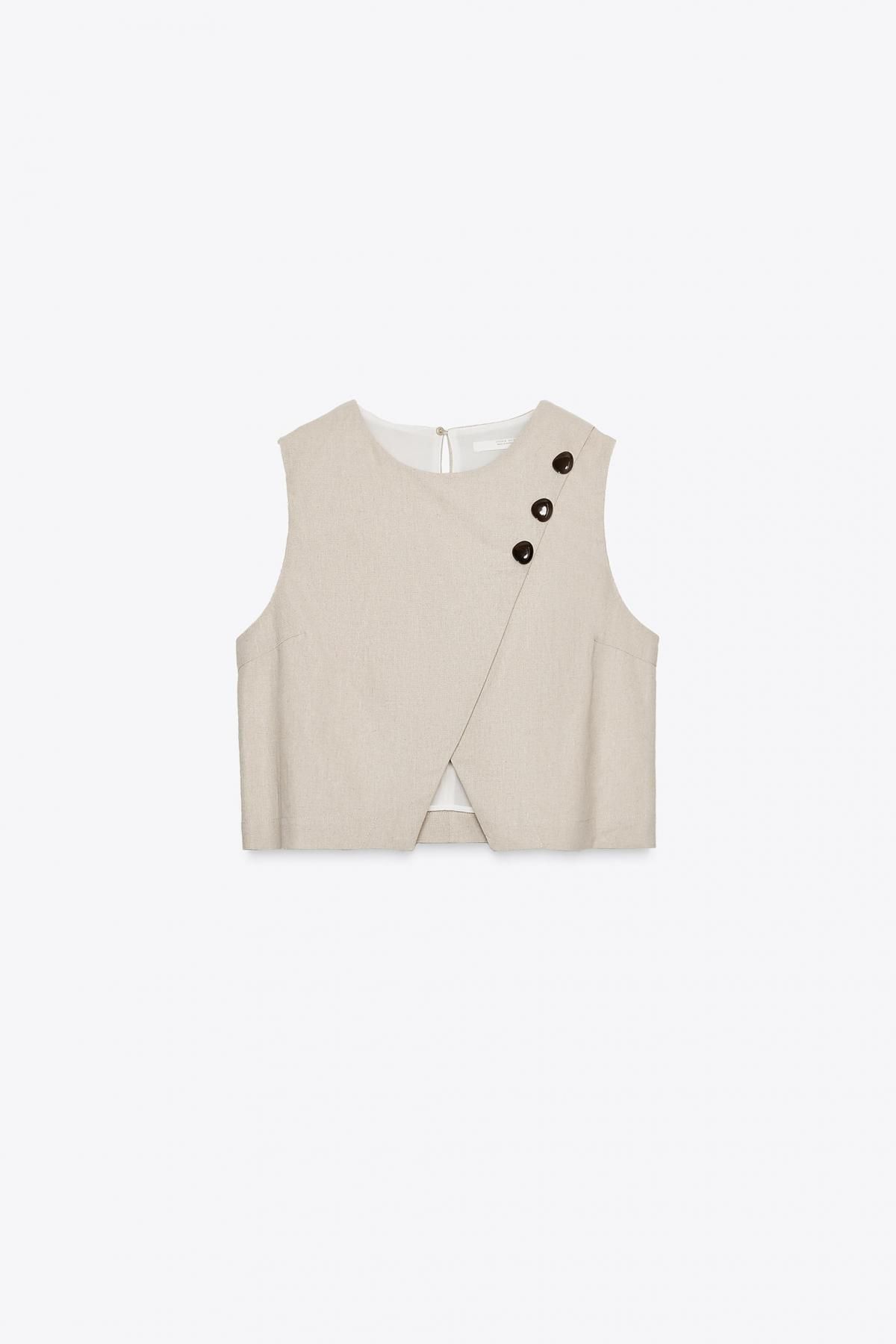 자라 린넨블렌드 크로스 민소매 베스트 8127/939 LIGHT BEIGE - 메인 이미지